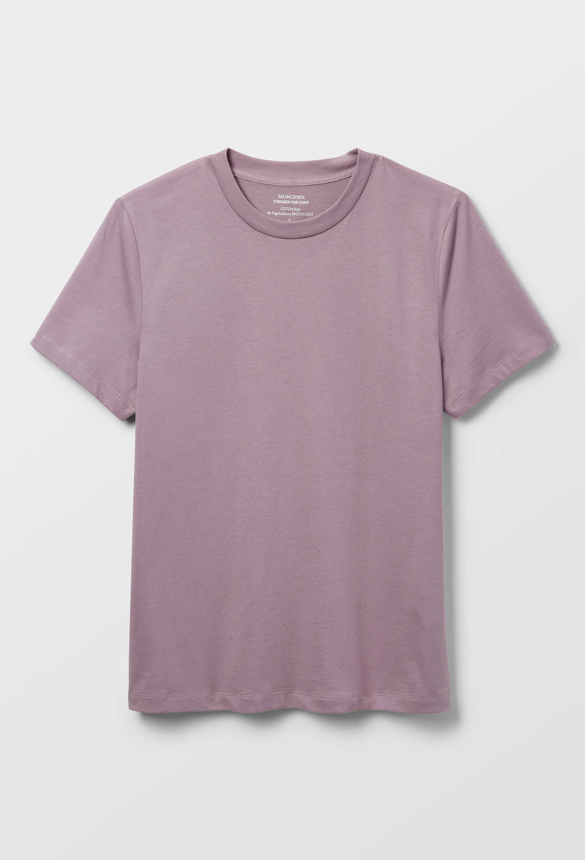 T-shirt manches courtes uni en coton BIO GOTS, Violet, large image number 2