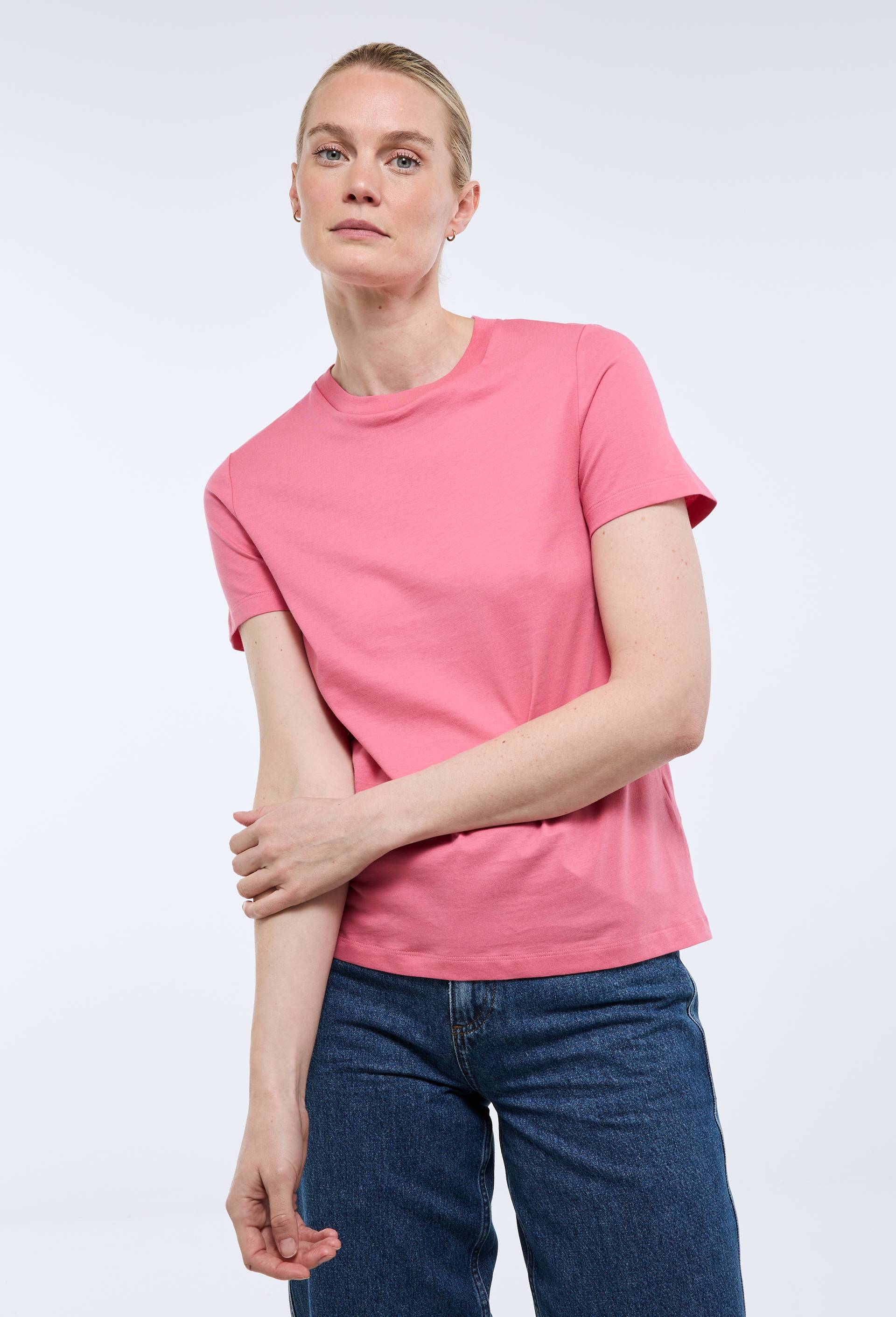 T-shirt manches courtes uni en coton BIO GOTS, Rose, large image number 0