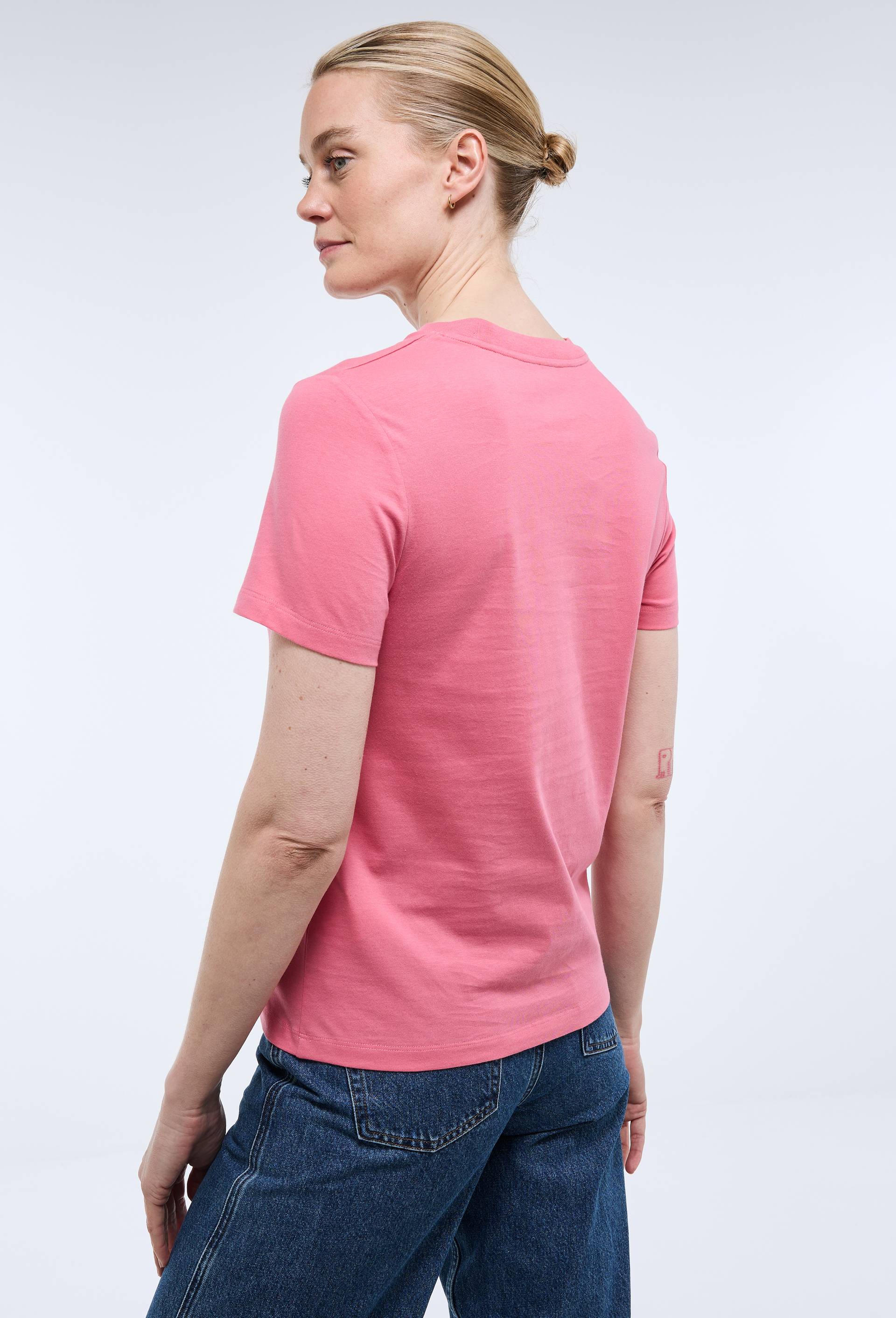 T-shirt manches courtes uni en coton BIO GOTS, Rose, large image number 1