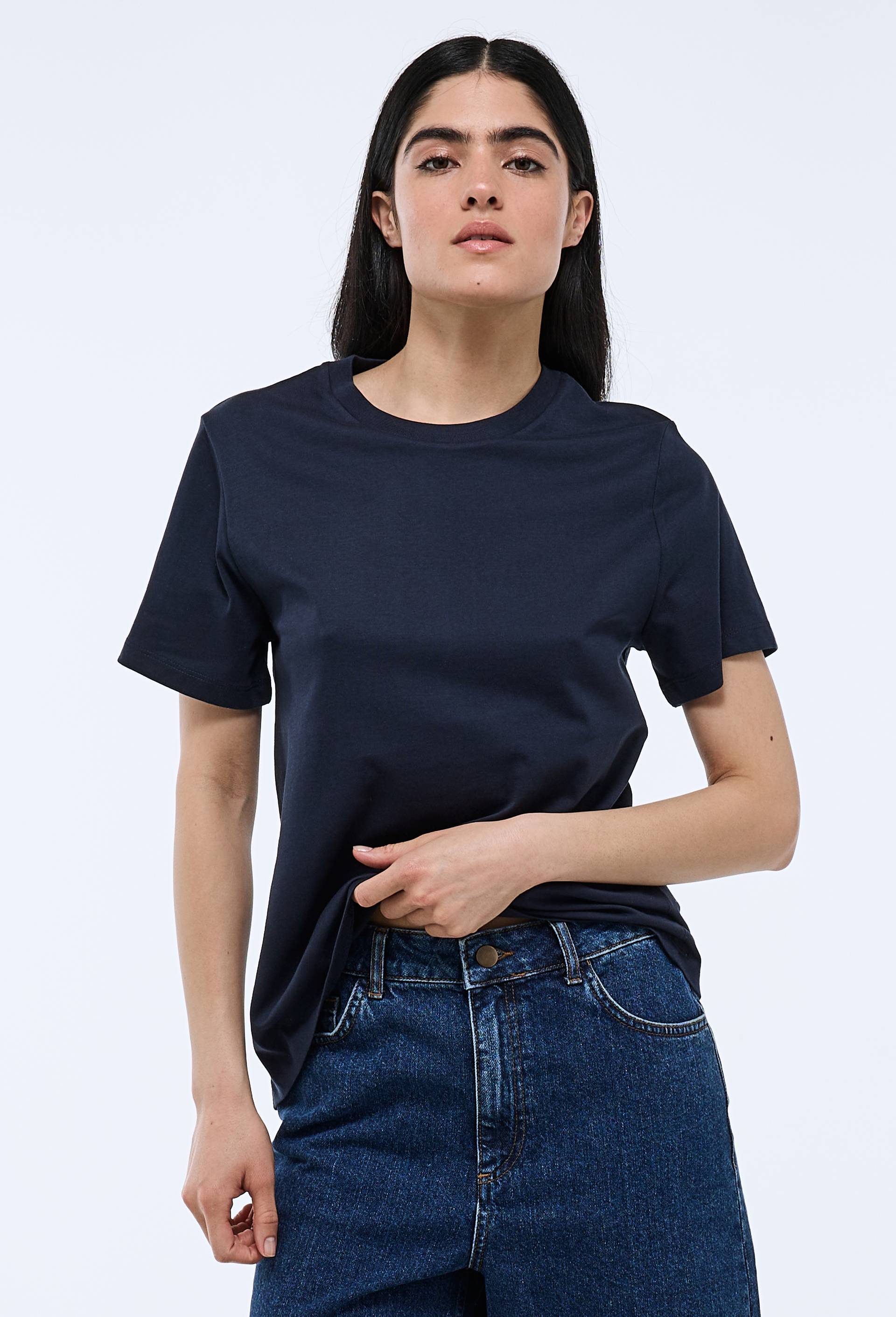 T-shirt manches courtes uni en coton BIO GOTS, Bleu fonc&eacute;, large image number 0