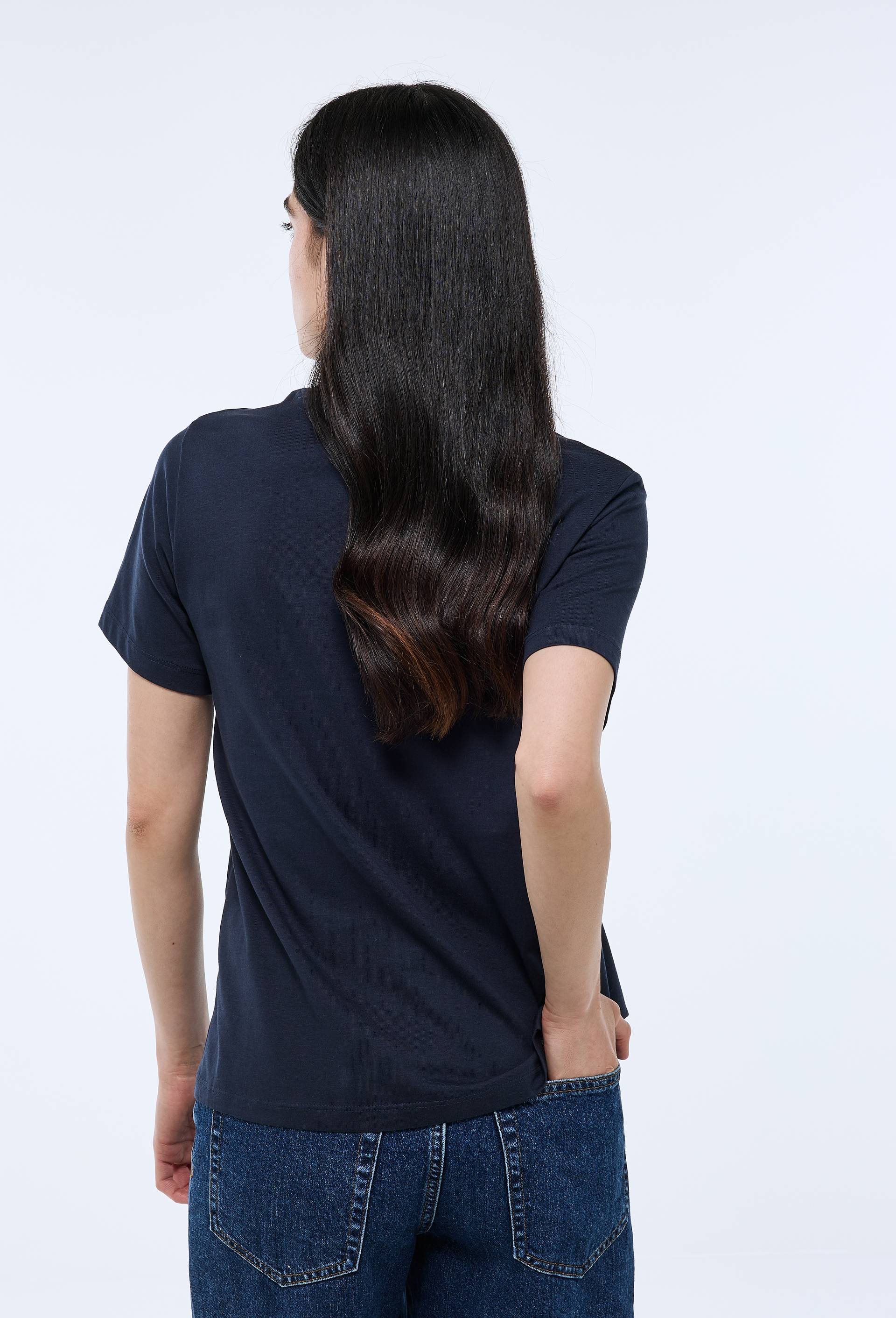 T-shirt manches courtes uni en coton BIO GOTS, Bleu fonc&eacute;, large image number 1