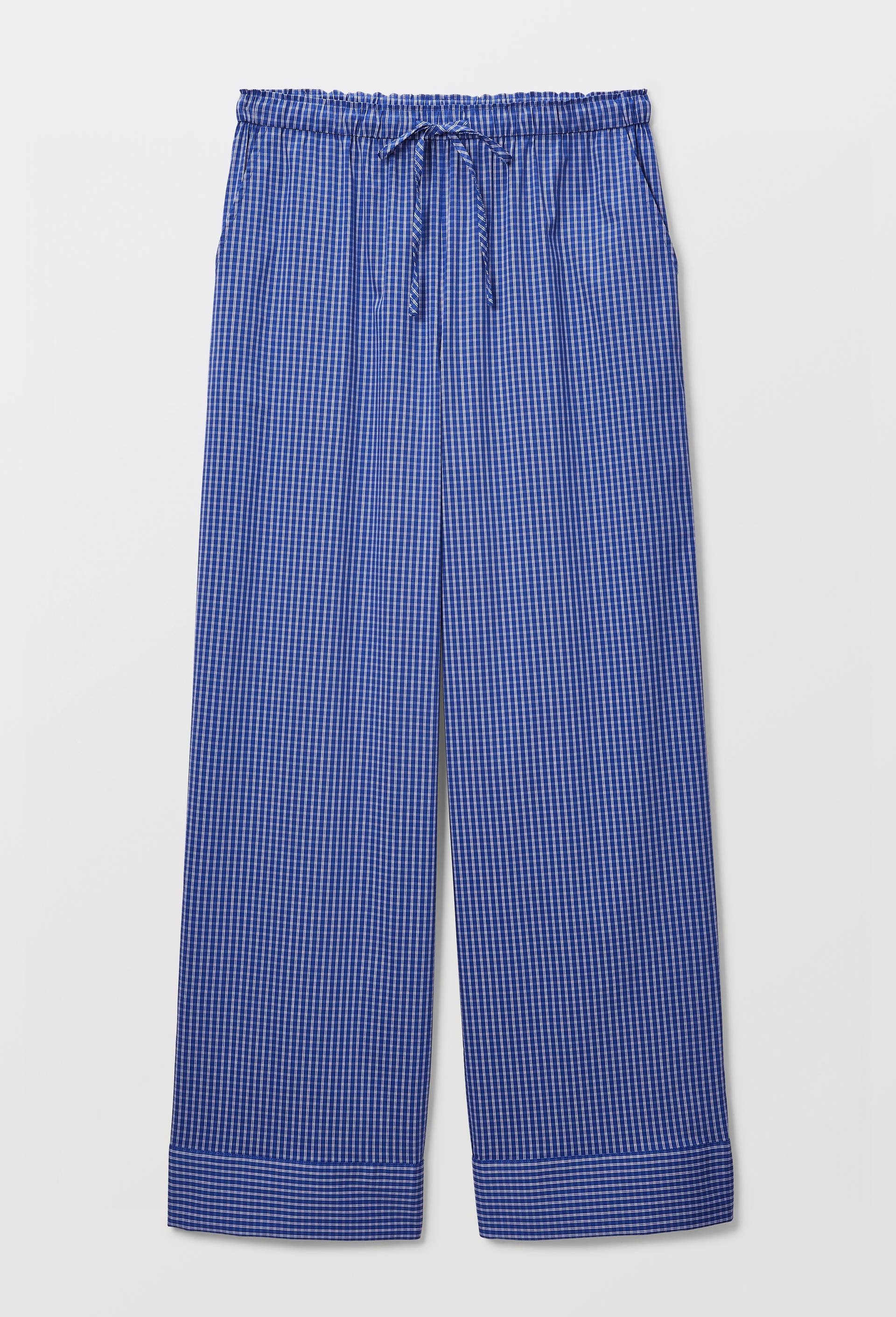 Pantalon large &agrave; carreaux en coton, Bleu, large image number 4.0