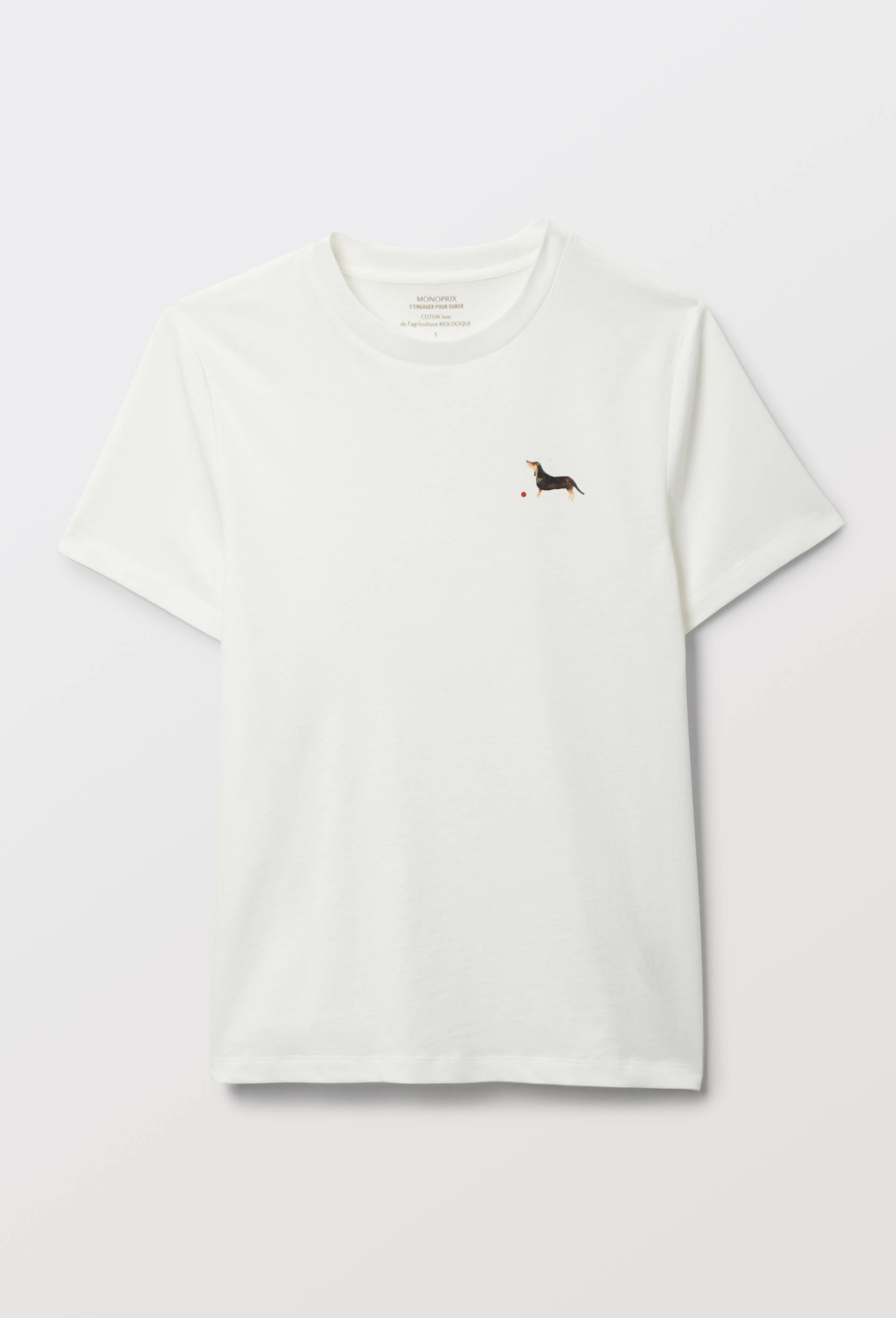 T-shirt &agrave; manches courtes avec imprim&eacute; plac&eacute;, Ecru, large image number 2
