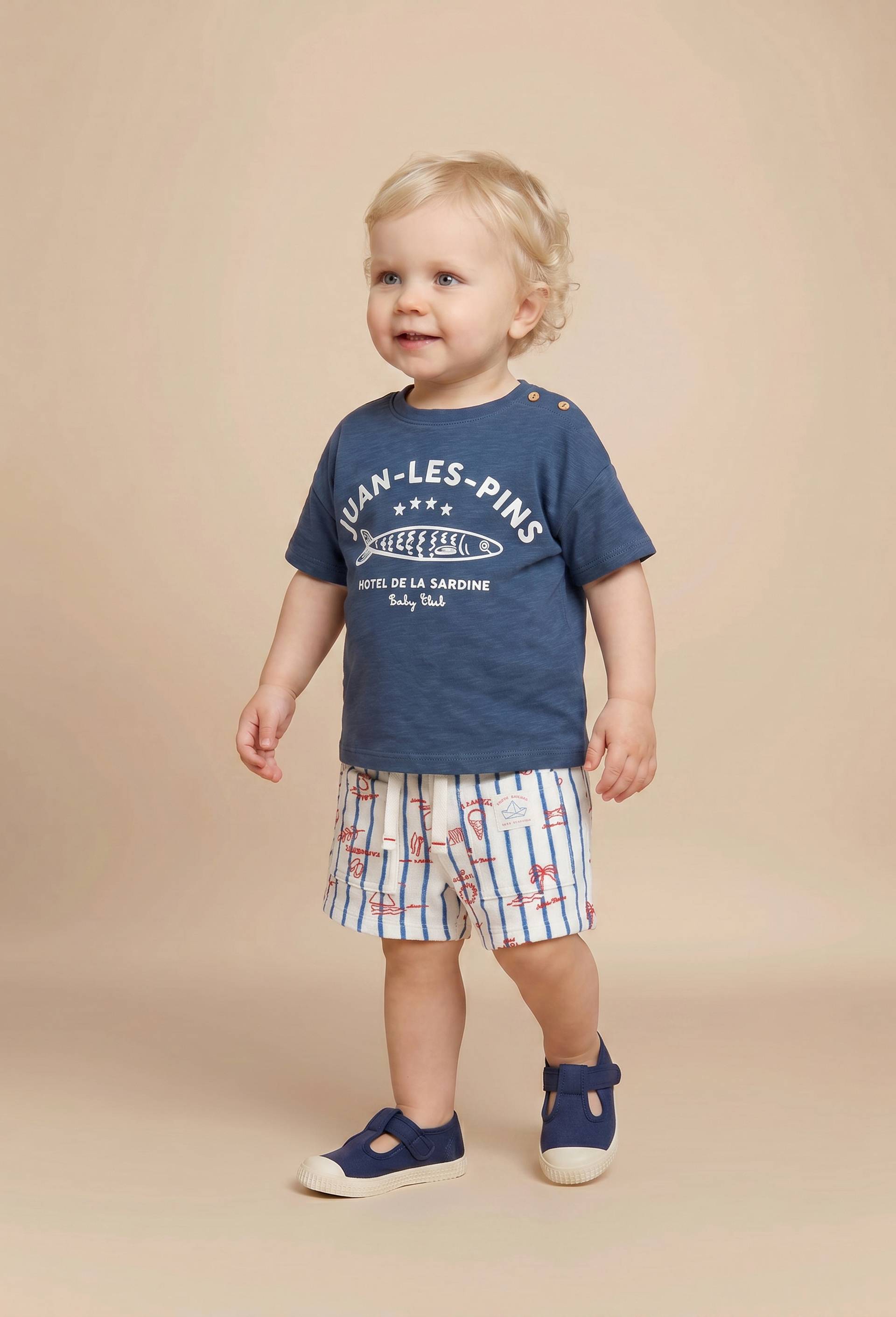 T-shirt manches courtes imprim&eacute; en coton BIO GOTS, Bleu fonc&eacute;, large image number 0
