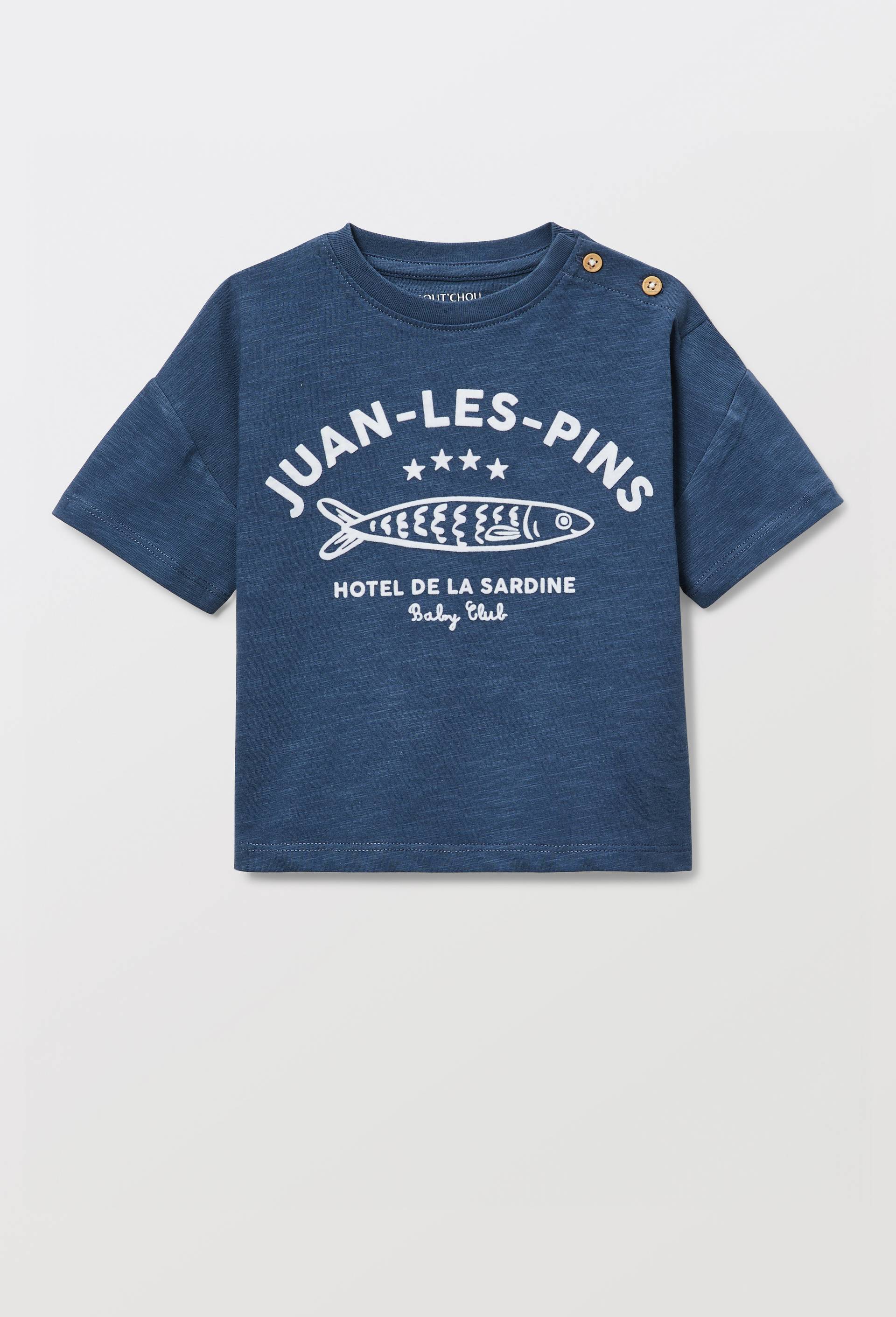 T-shirt manches courtes imprim&eacute; en coton BIO GOTS, Bleu fonc&eacute;, large image number 1.0
