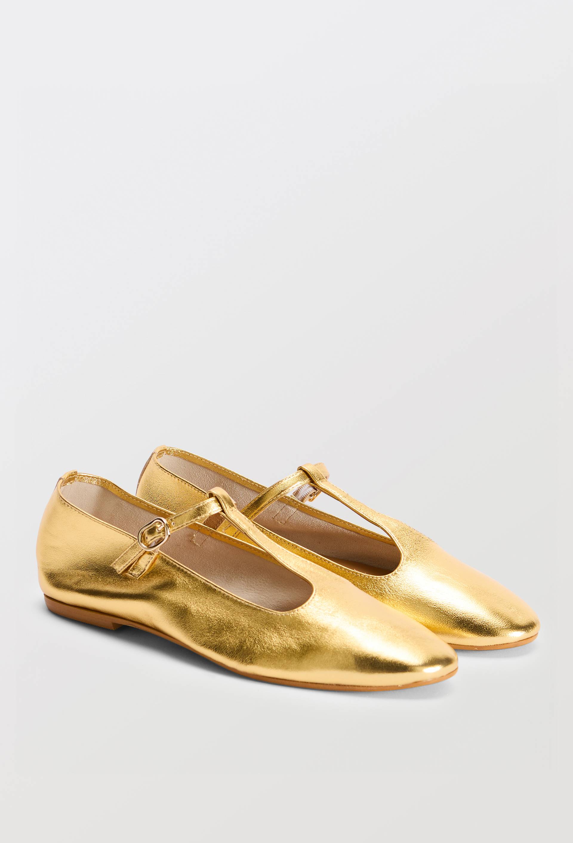 Salom&eacute;s double brides en cuir, Or, large image number 0.0