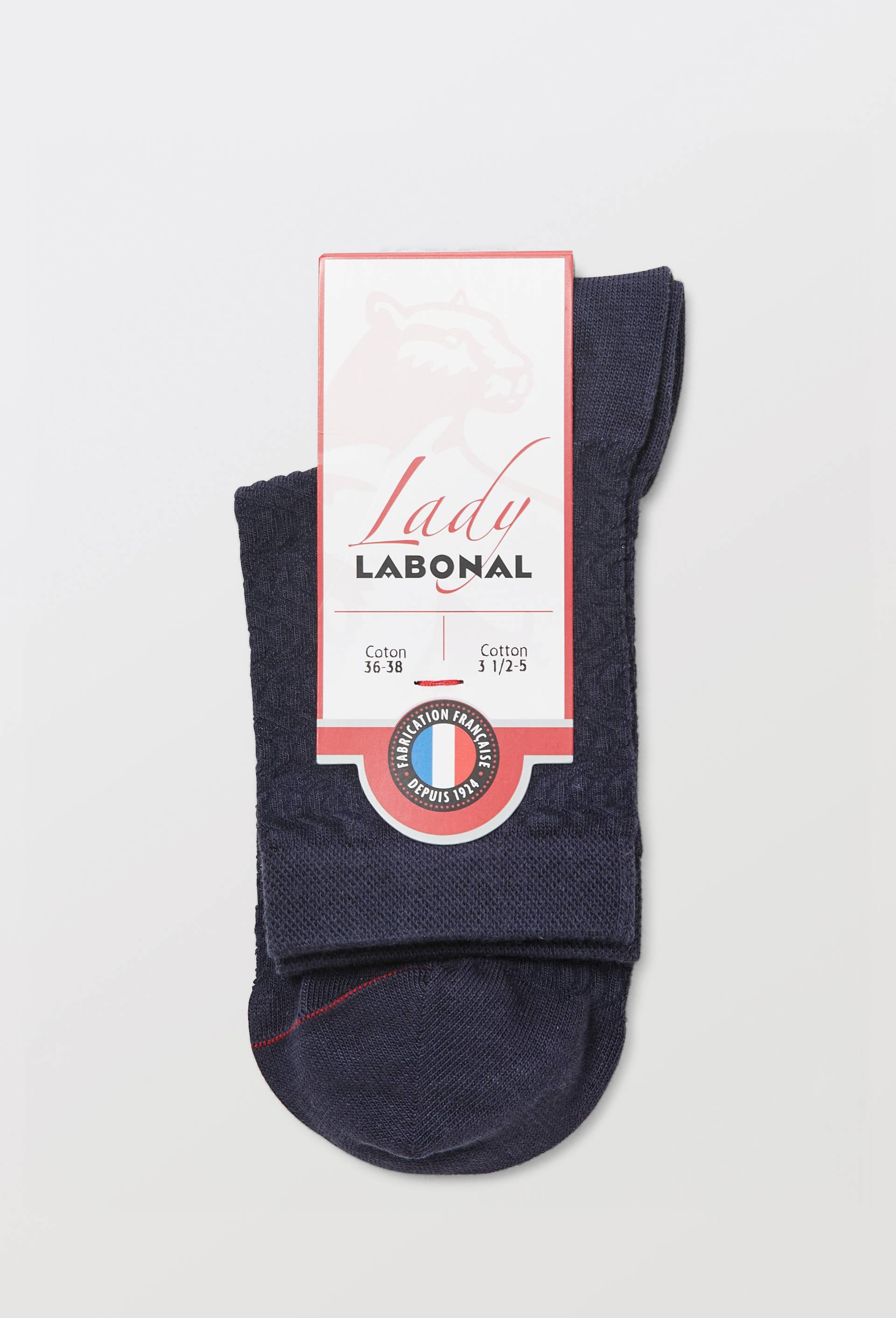 Paire de socquettes fantaisie en coton LABONAL, Bleu fonc&eacute;, large image number 2