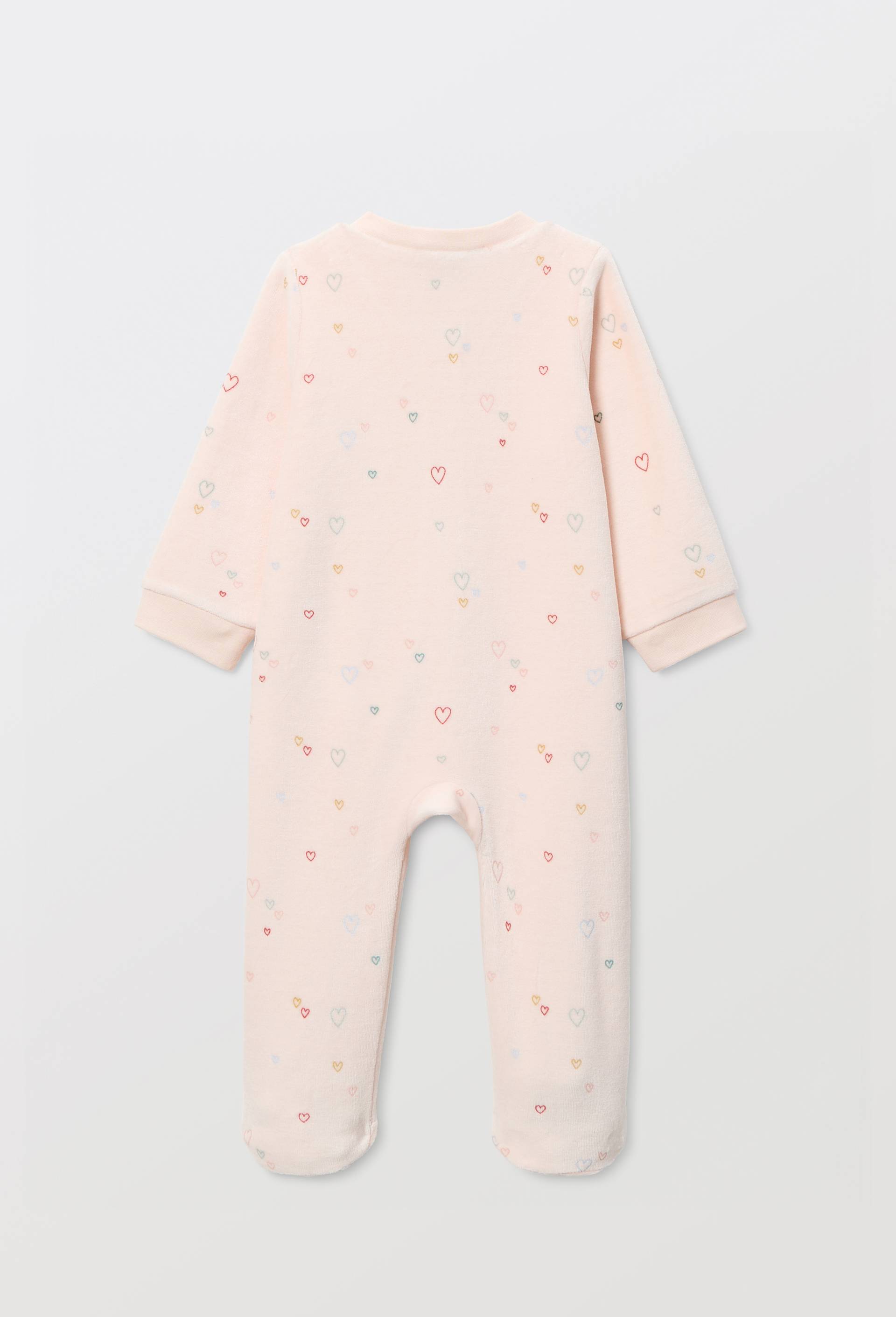 Dors-bien zipp&eacute; en velours en coton BIO GOTS, Rose clair, large image number 1