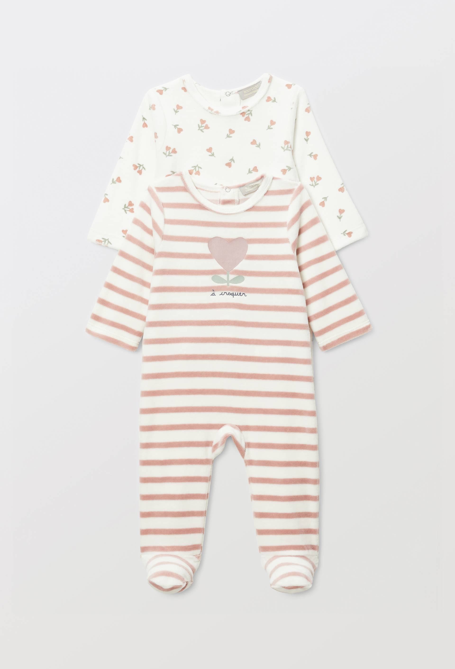 Lot de 2 dors-bien en velours en coton BIO GOTS, Rose, large image number 0.0