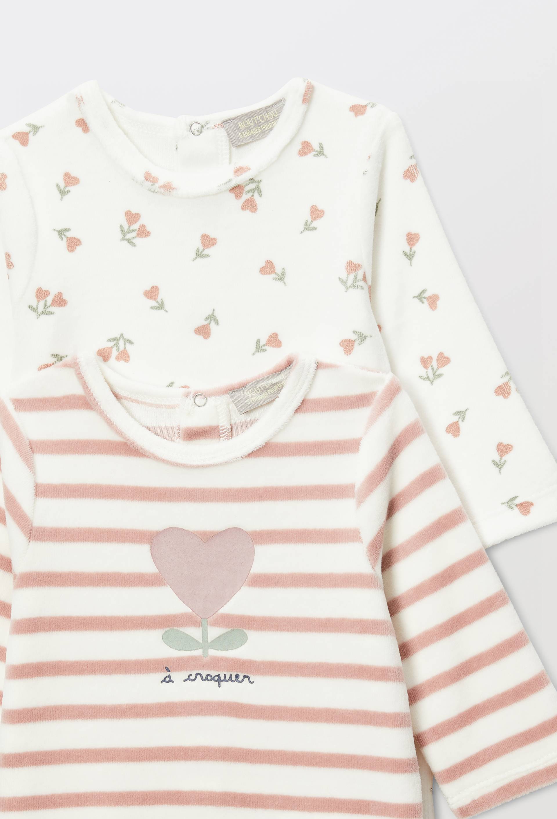 Lot de 2 dors-bien en velours en coton BIO GOTS, Rose, large image number 2