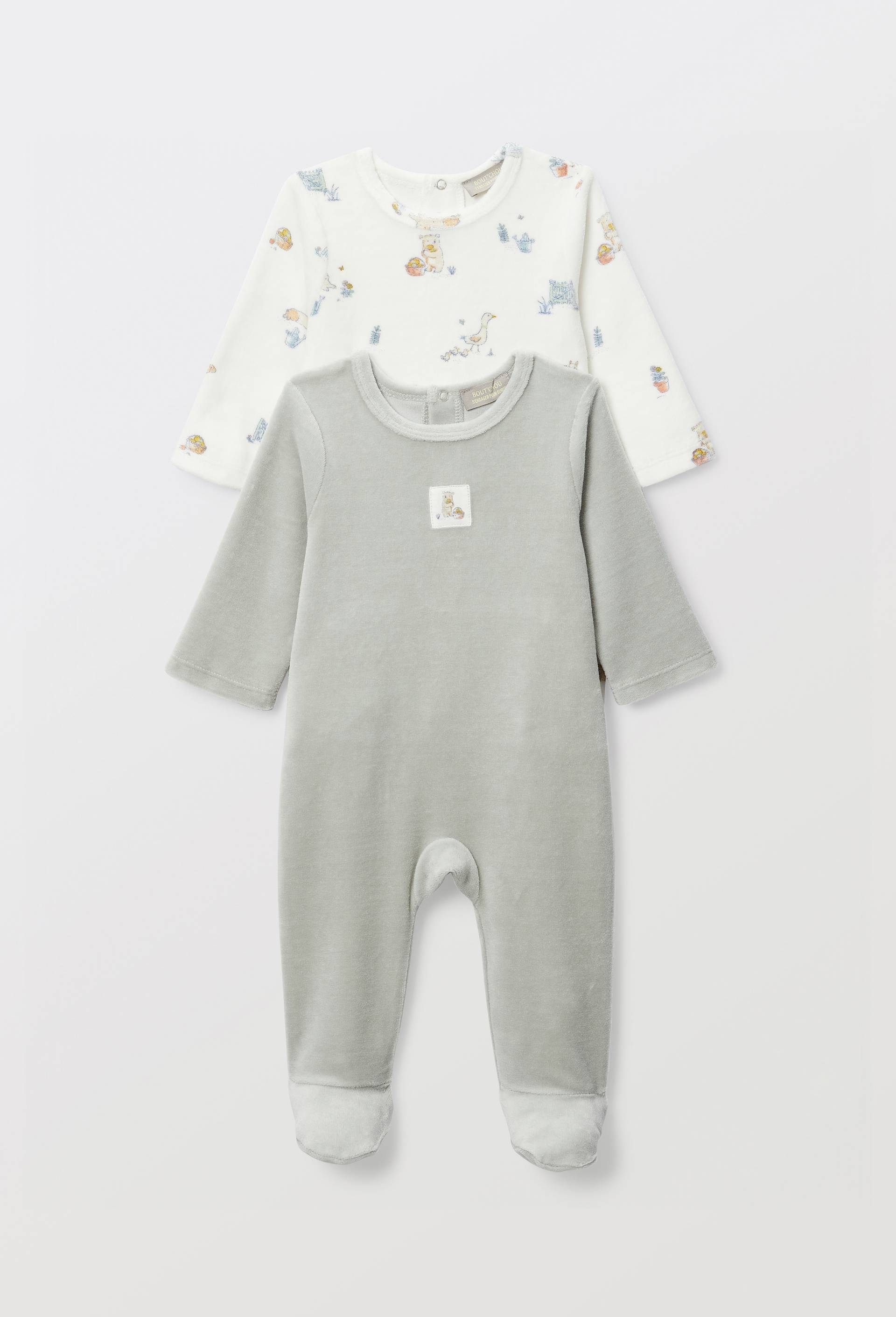 Lot de 2 dors-bien en velours en coton BIO GOTS, Vert clair, large image number 0