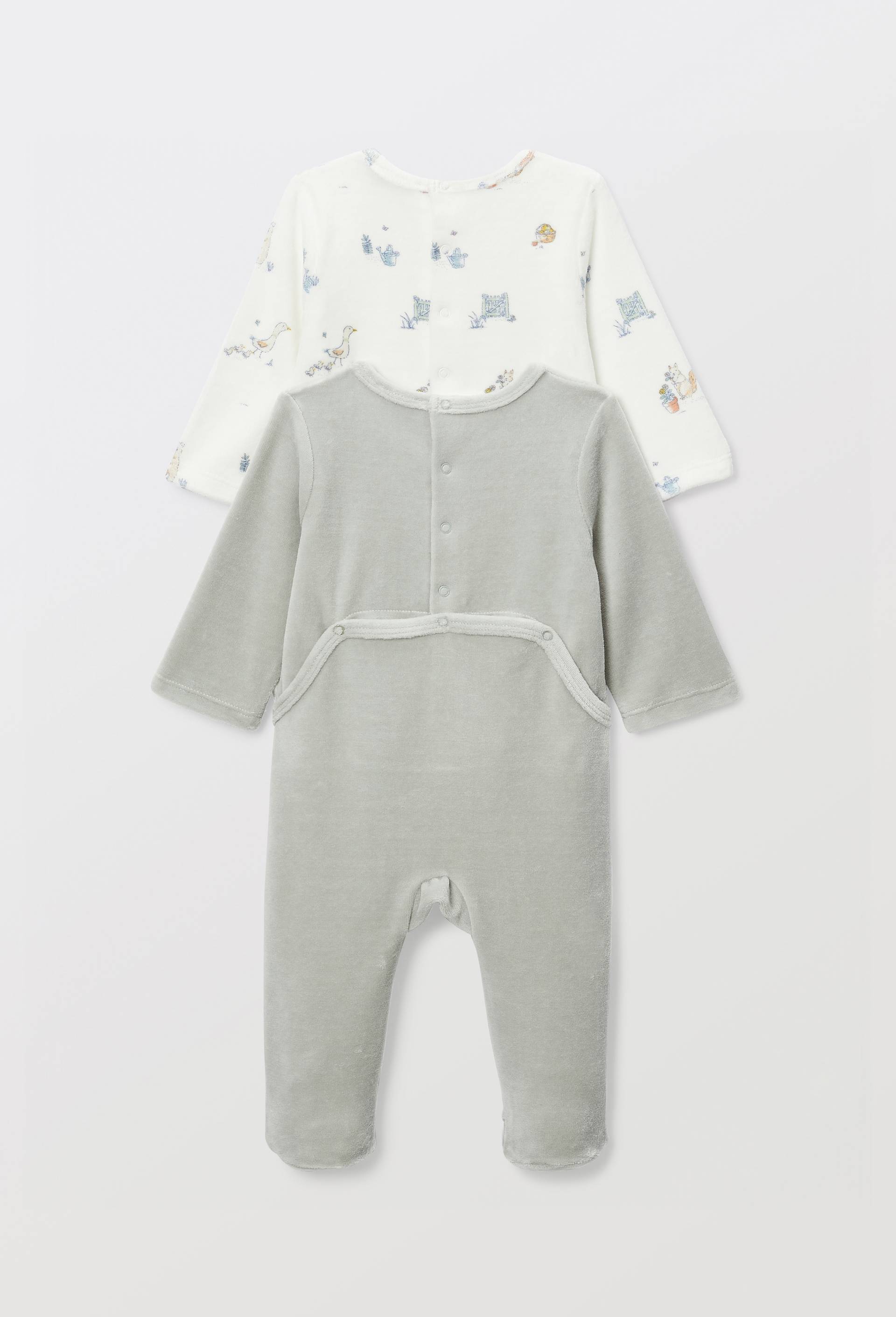 Lot de 2 dors-bien en velours en coton BIO GOTS, Vert clair, large image number 1.0