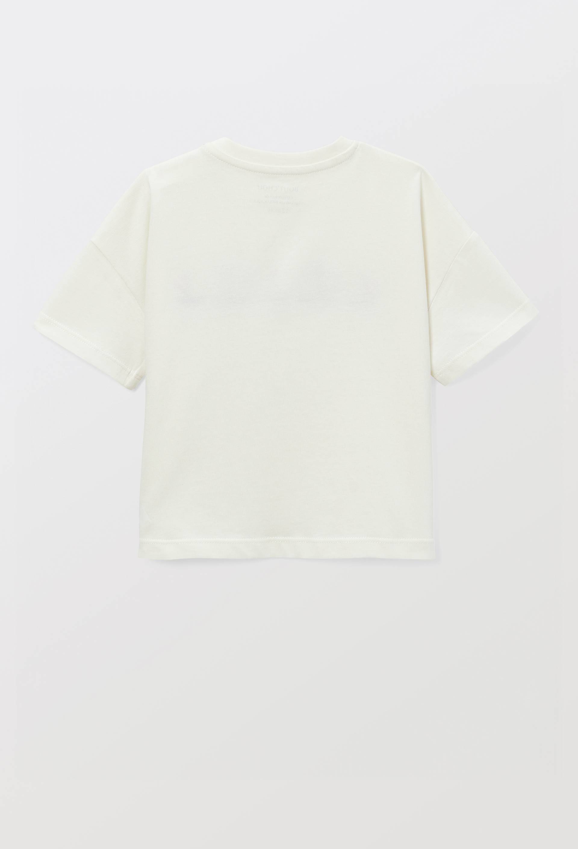 T-shirt manches courtes brod&eacute; en coton BIO GOTS, Ecru, large image number 2