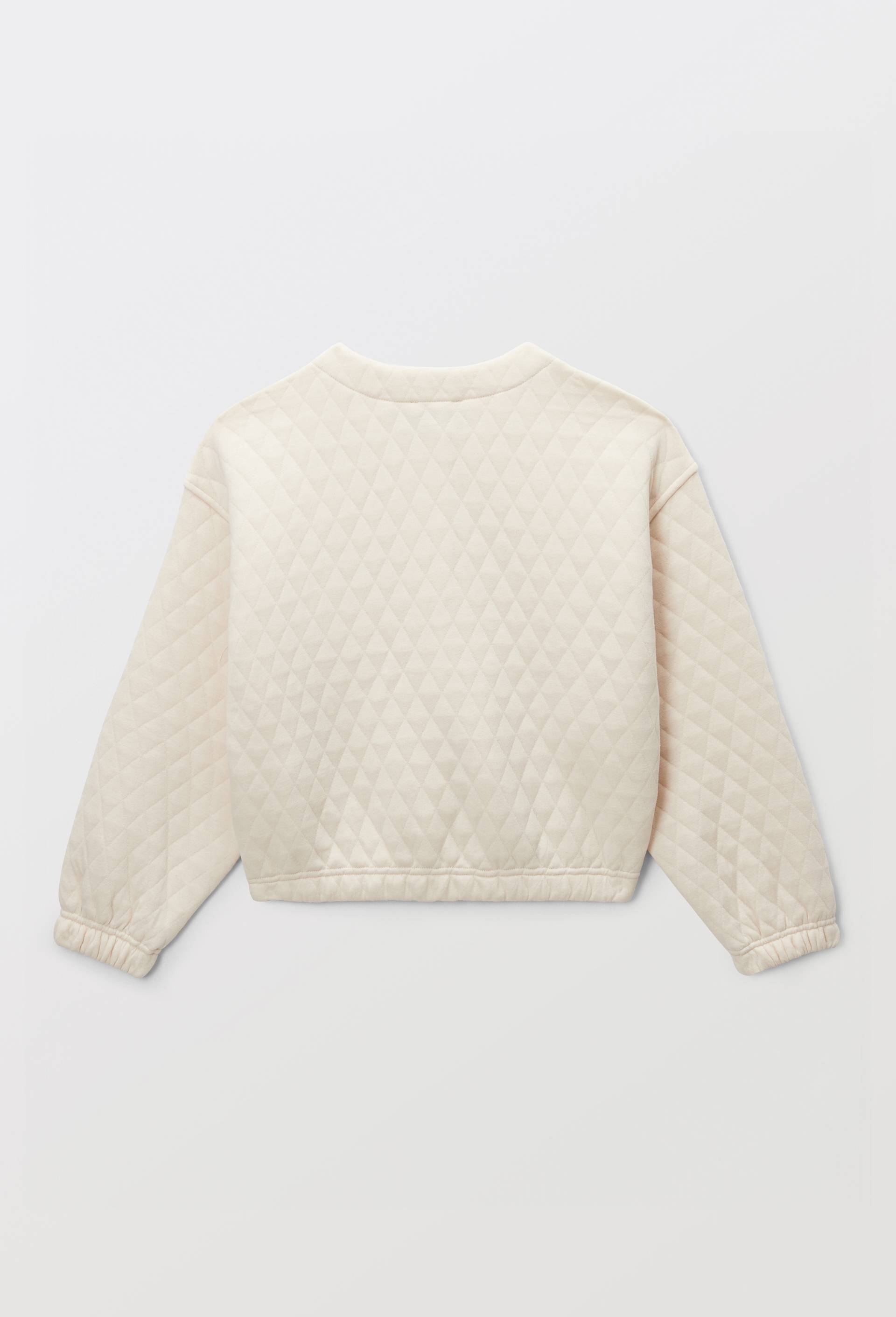 Cardigan uni en molleton matelass&eacute; contenant du coton, Beige clair, large image number 2