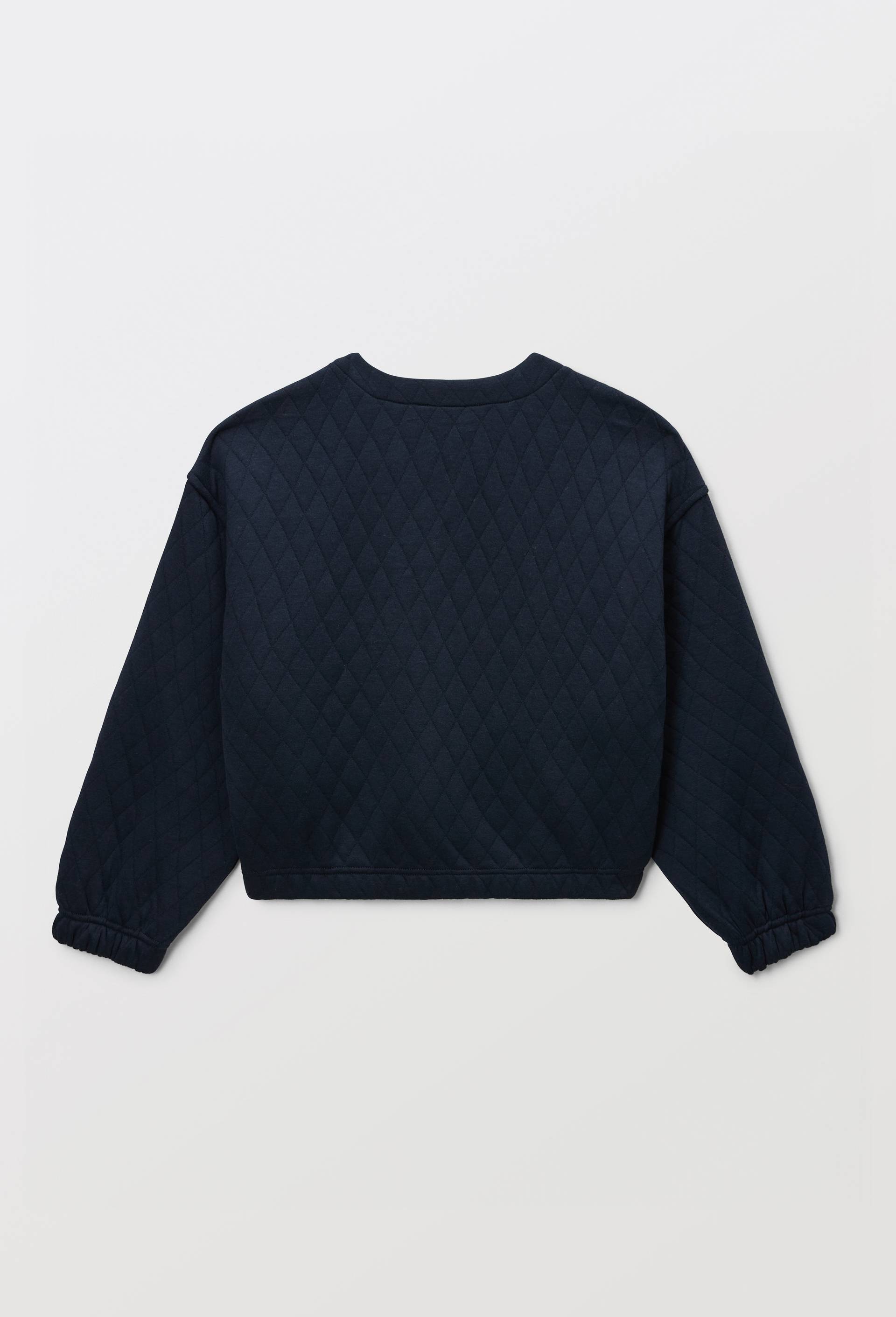 Cardigan uni en molleton matelass&eacute; contenant du coton, Bleu fonc&eacute;, large image number 2.0