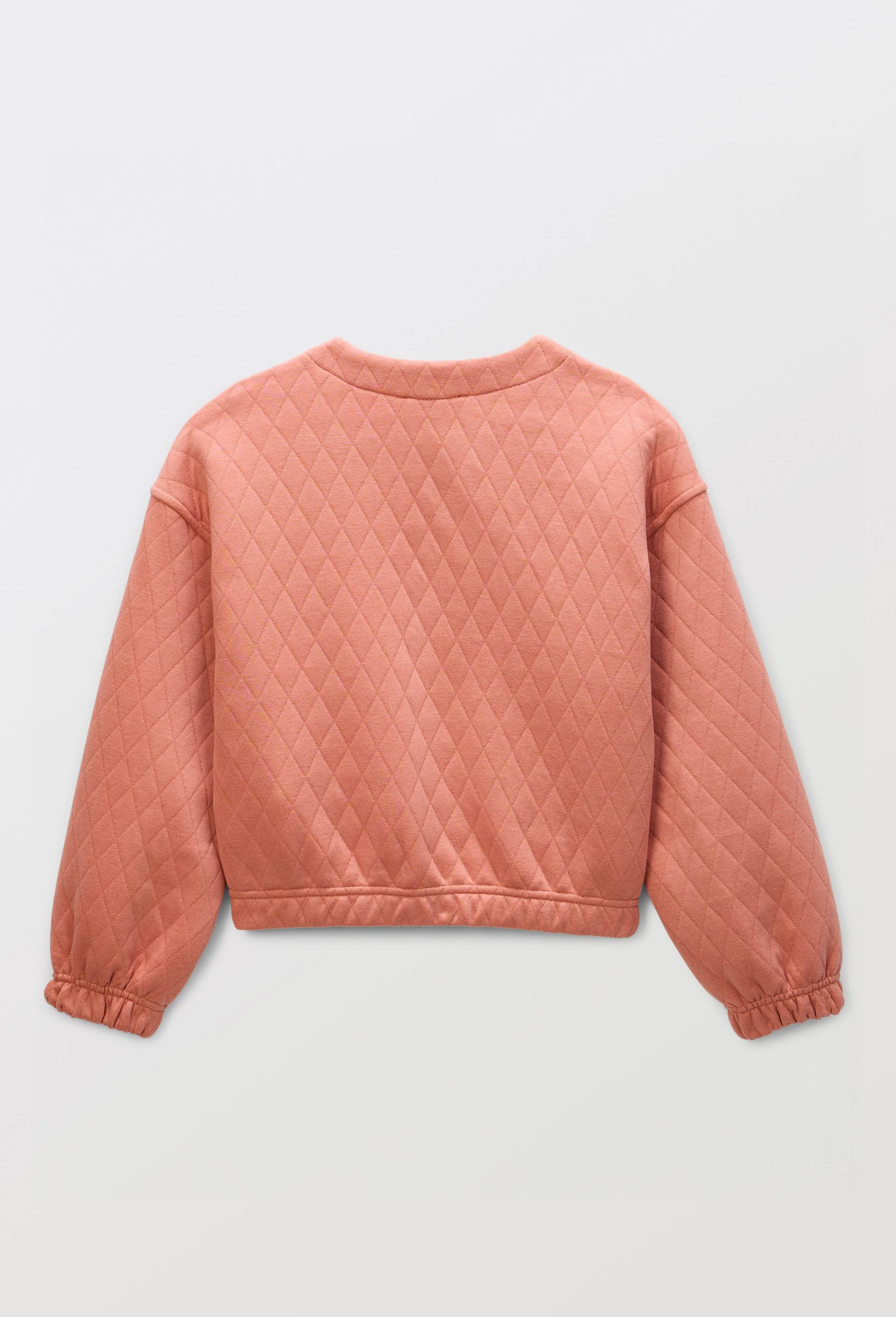 Cardigan uni en molleton matelass&eacute; contenant du coton, Rose, large image number 3