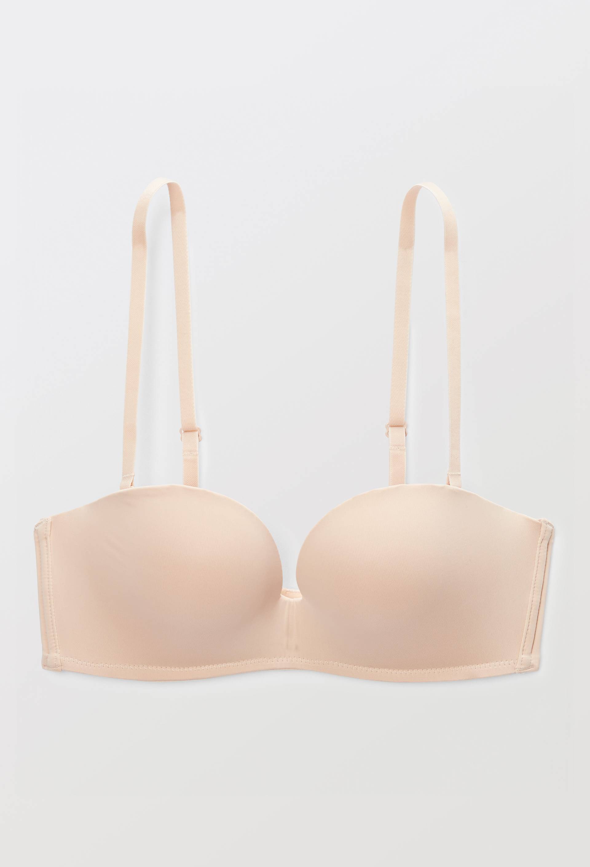 Soutien-gorge bandeau padd&eacute; d&eacute;collet&eacute; V avec bretelles amovibles ALEXIA en microfibre, Rose clair, large image number 3