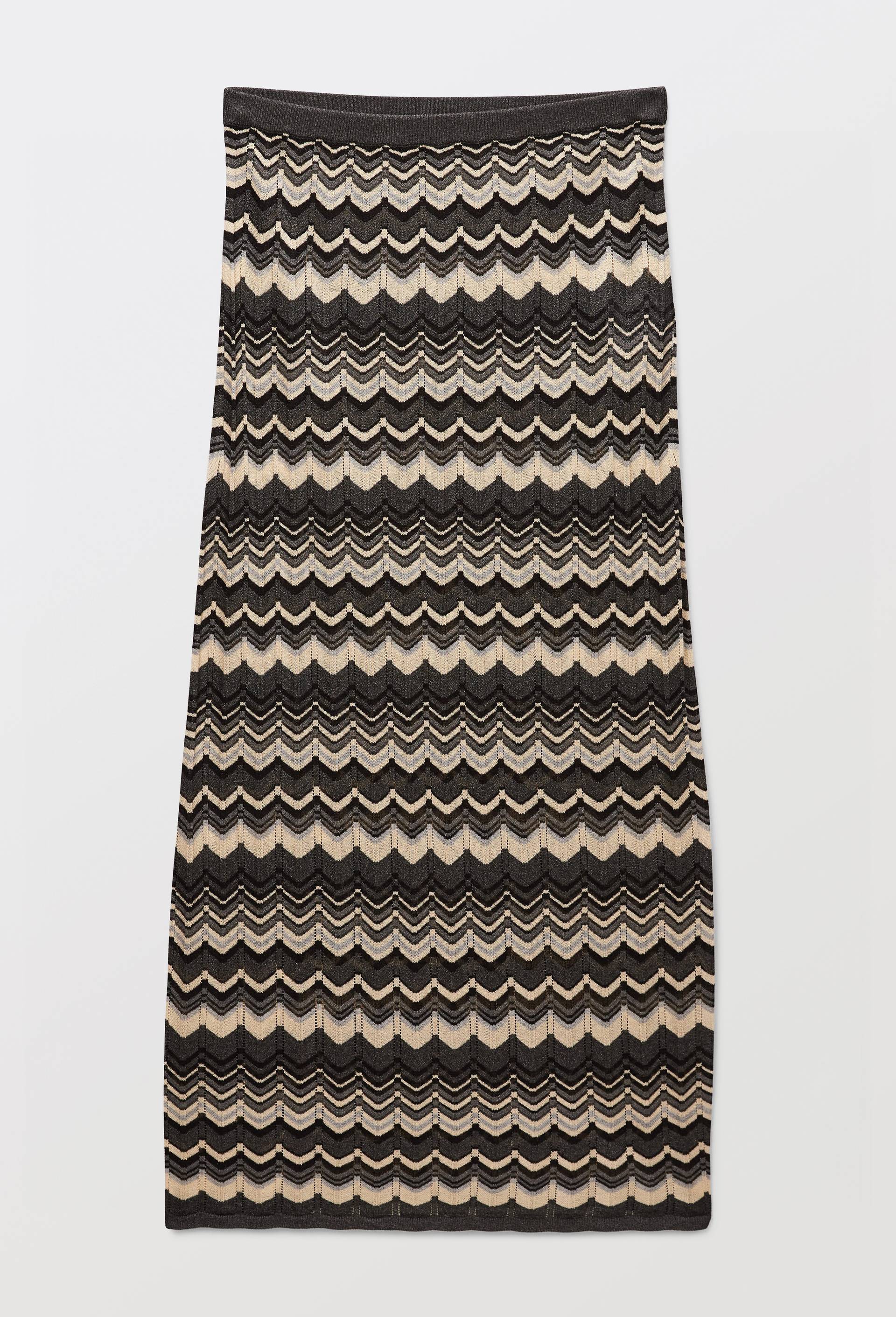 Jupe midi en maille ethnique, Noir, large image number 3