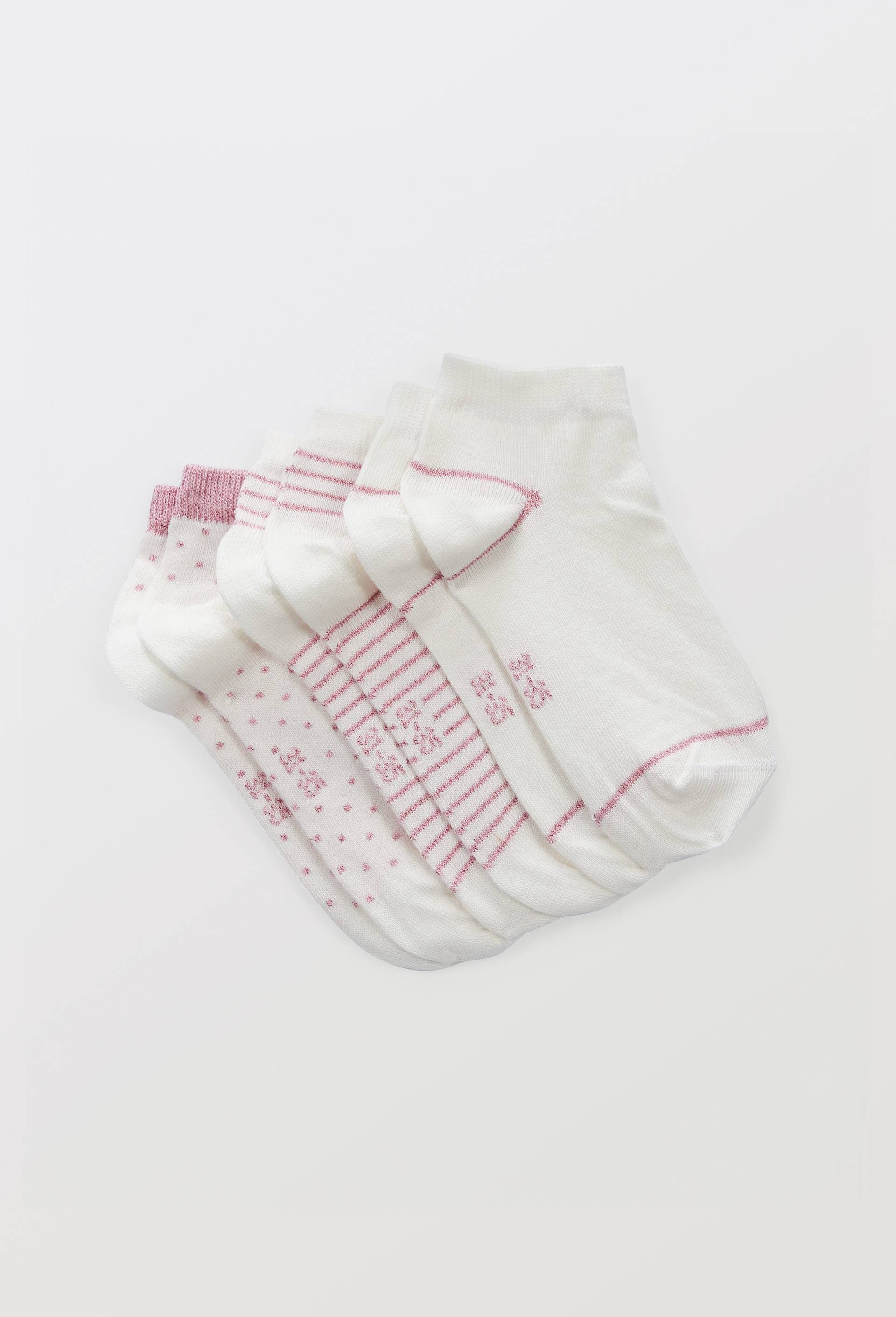 Lot de 3 paires de chaussettes courtes &agrave; motifs contenant du coton, Rose, large image number 0