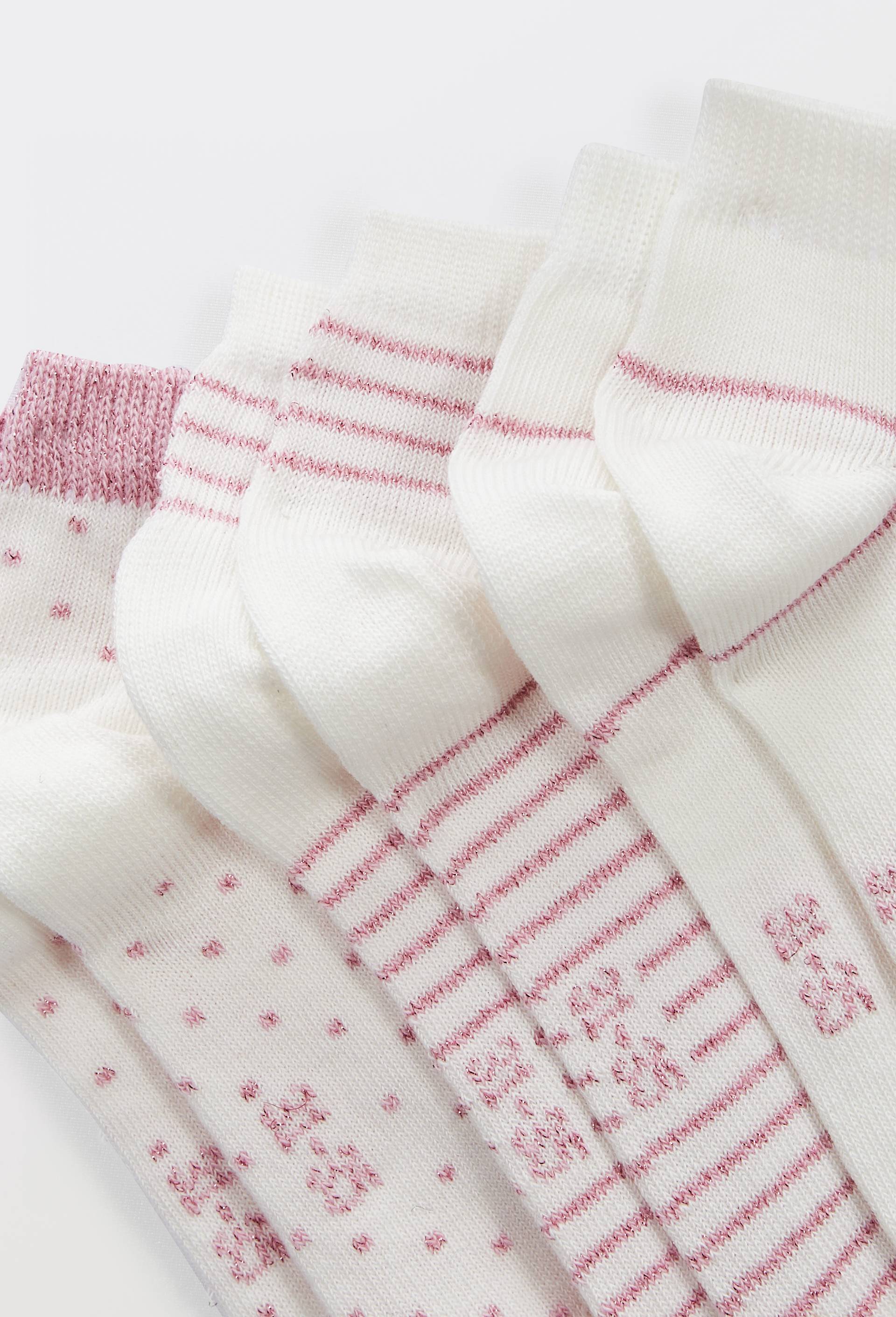 Lot de 3 paires de chaussettes courtes &agrave; motifs contenant du coton, Rose, large image number 1