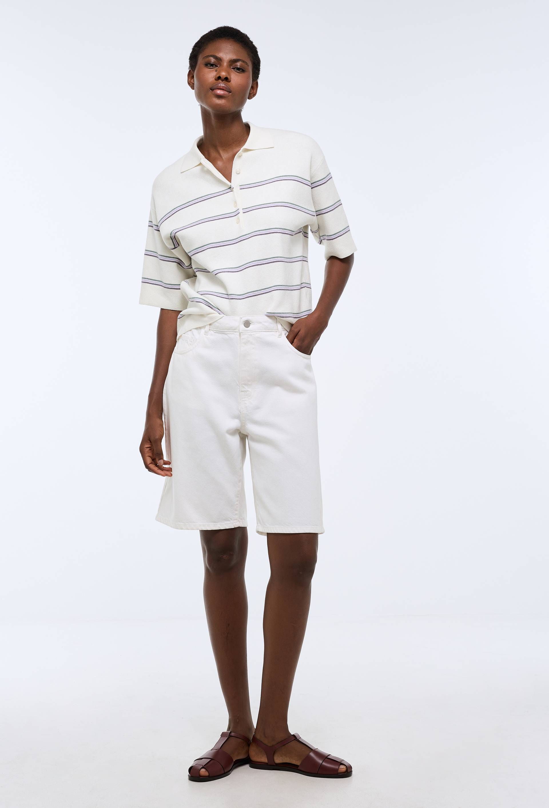 Short en denim, Blanc, large image number 0.0