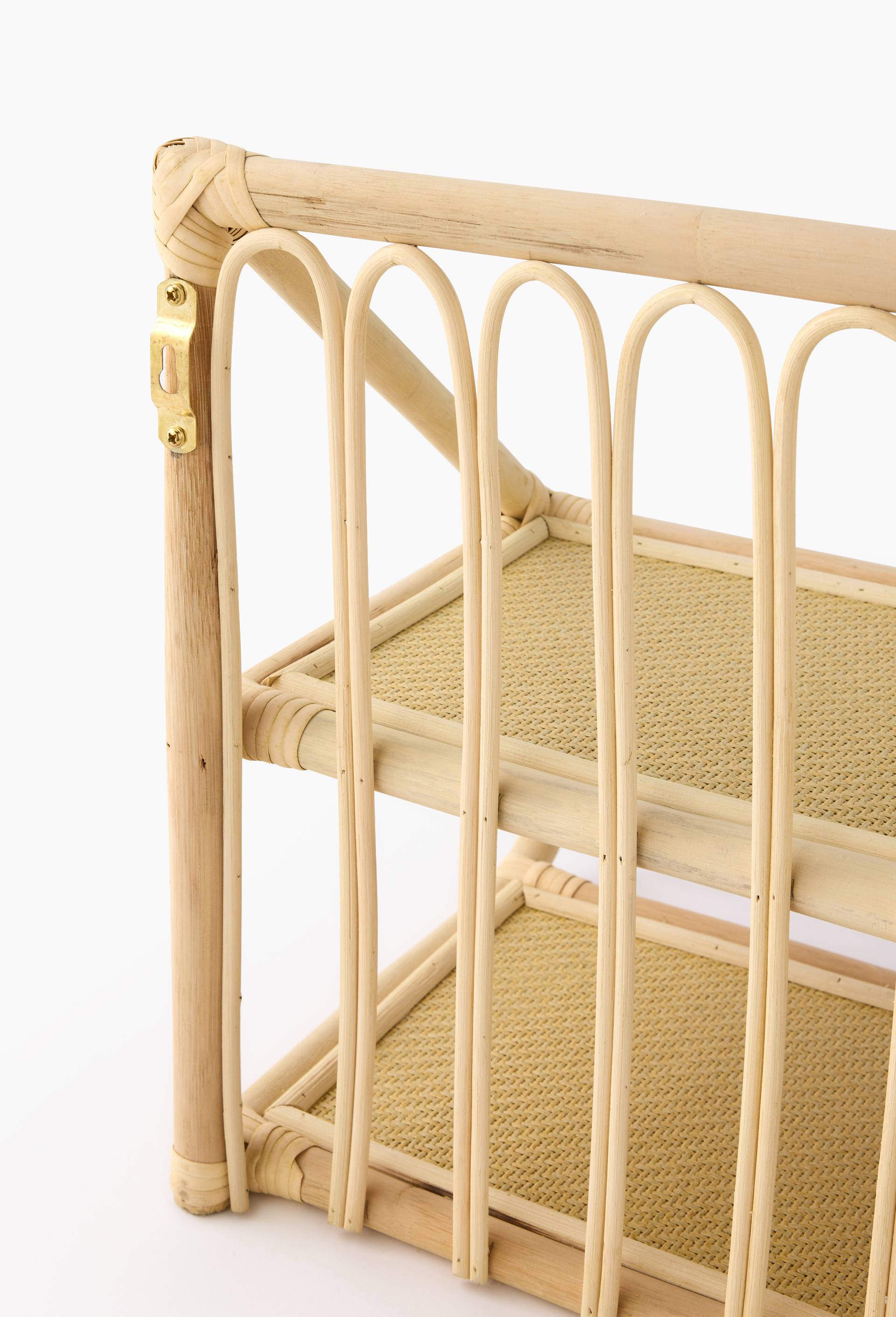 Etag&egrave;re double &eacute;tage enfant, 38x31x38cm, en rotin, Beige clair, large image number 2.0