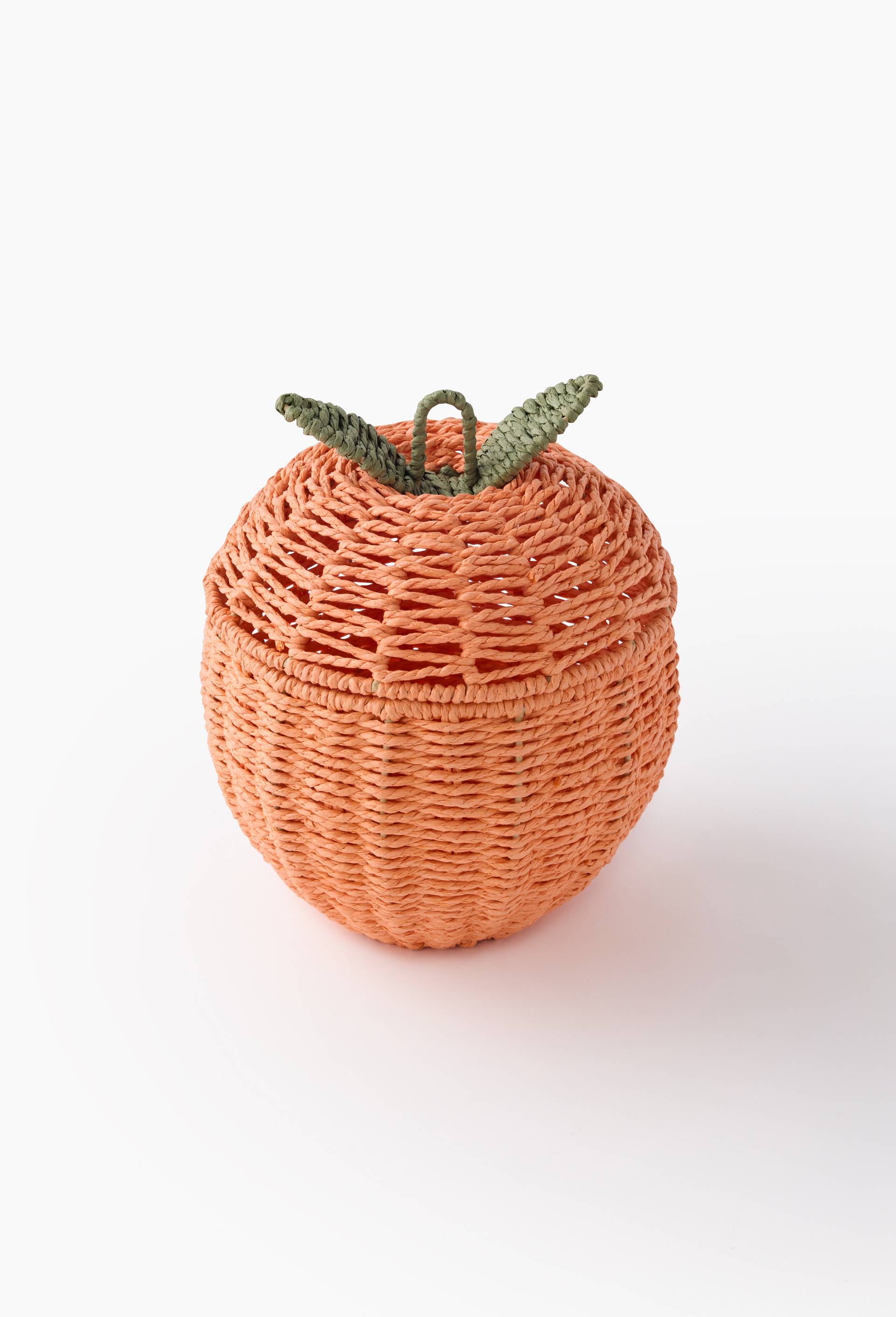 Panier papier color&eacute; forme p&ecirc;che, 22*22*H14/H24 cm, en papier, Orange, large image number 0