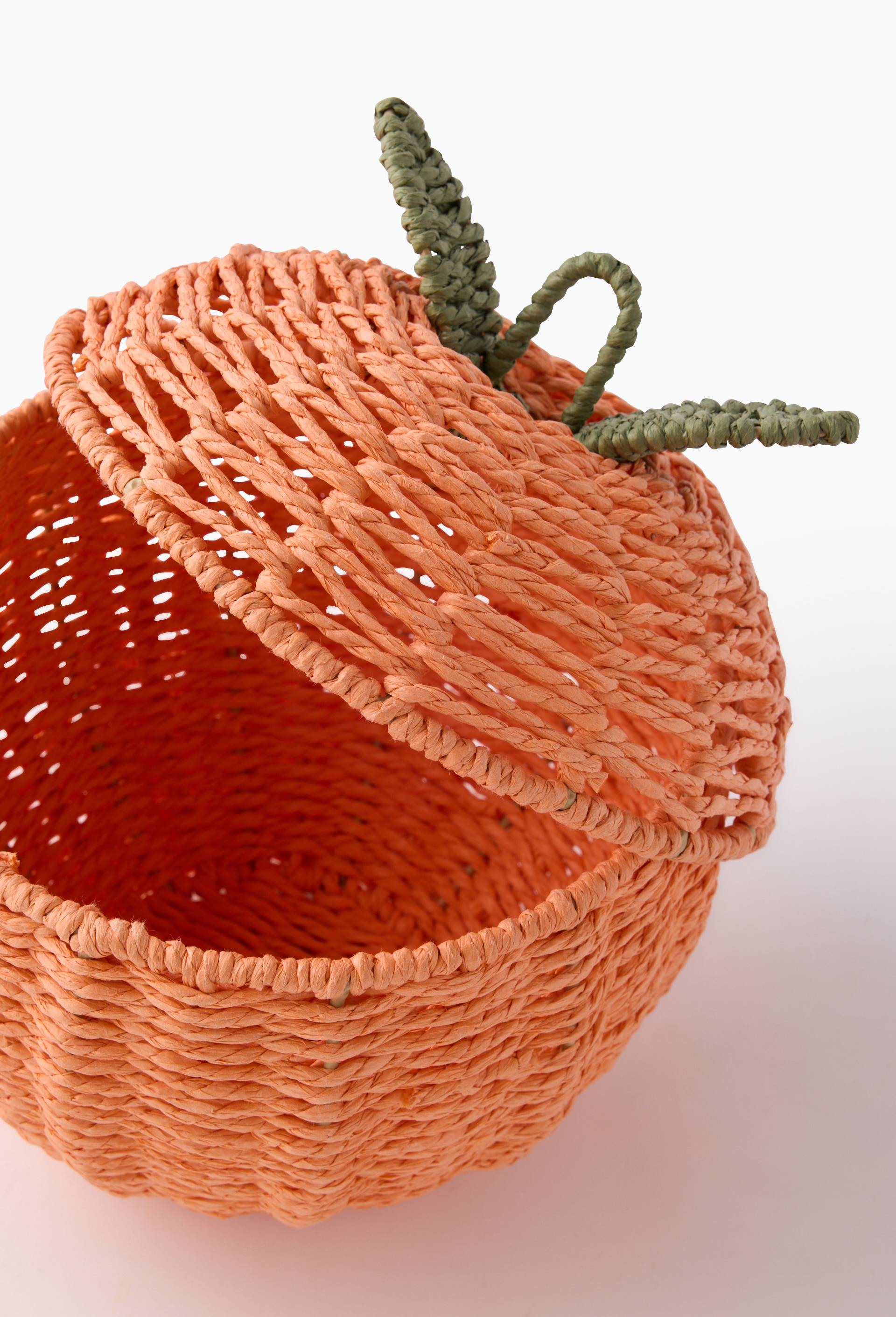 Panier papier color&eacute; forme p&ecirc;che, 22*22*H14/H24 cm, en papier, Orange, large image number 1