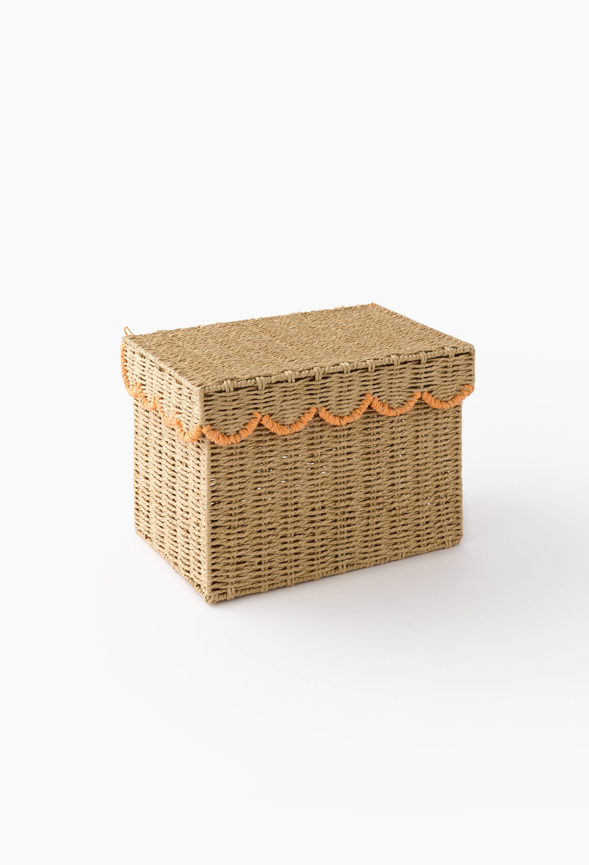Coffre &agrave; jouet carr&eacute; avec couvercle,  36x24x26cm, en papier, Orange, large image number 0