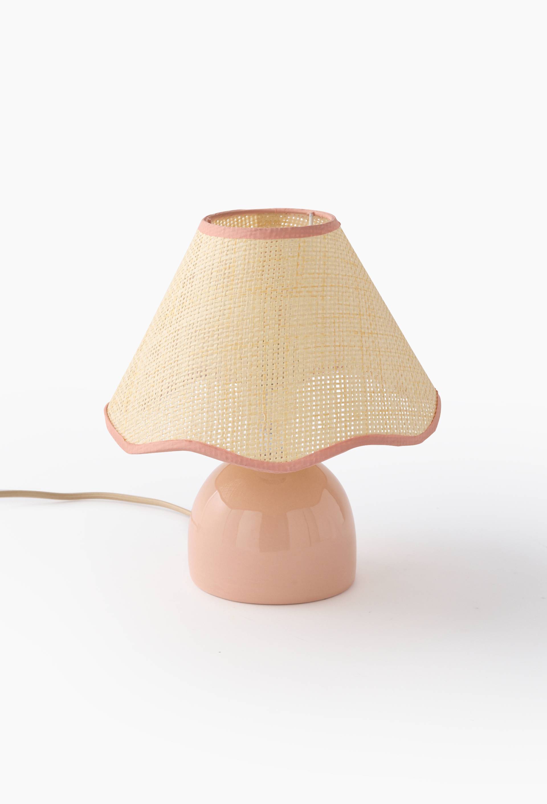 Lampe &agrave; poser, 24 x 23,5 x 26,5cm, en c&eacute;ramique et seagrass, Rose, large image number 0.0