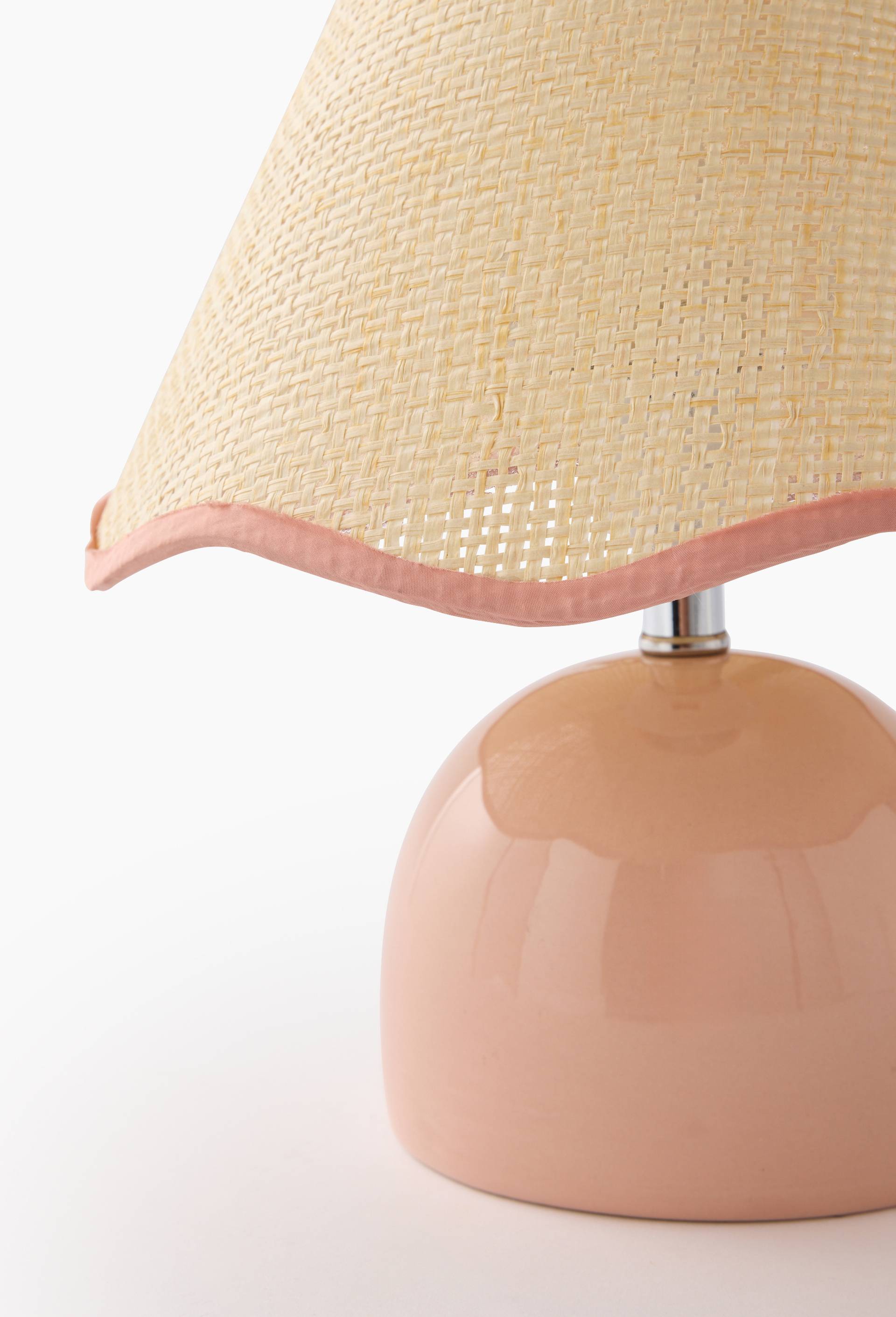 Lampe &agrave; poser, 24 x 23,5 x 26,5cm, en c&eacute;ramique et seagrass, Rose, large image number 1.0