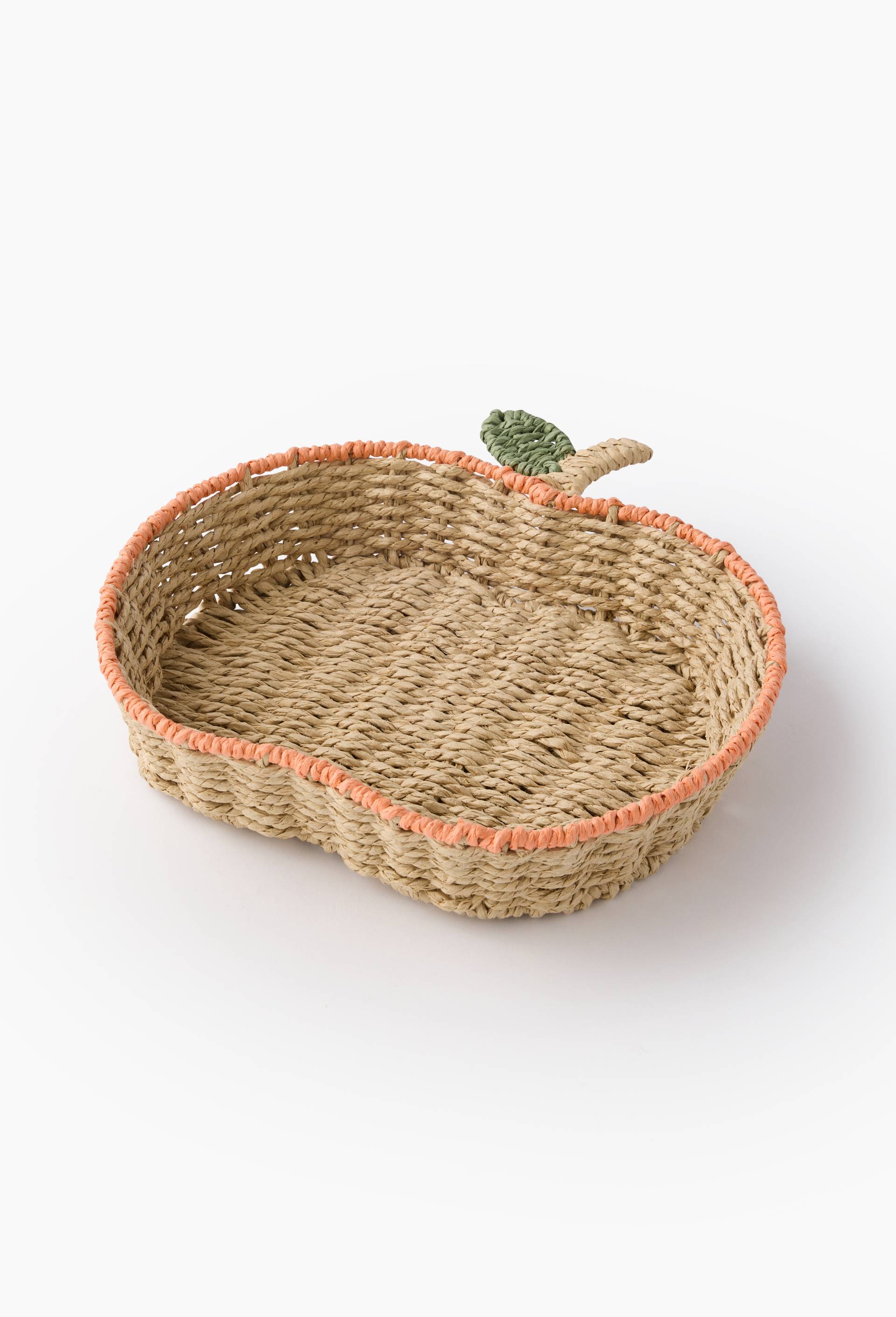 Plateau papier en forme de pomme, 29.5x24.5x6 cm, en papier, Beige clair, large image number 0