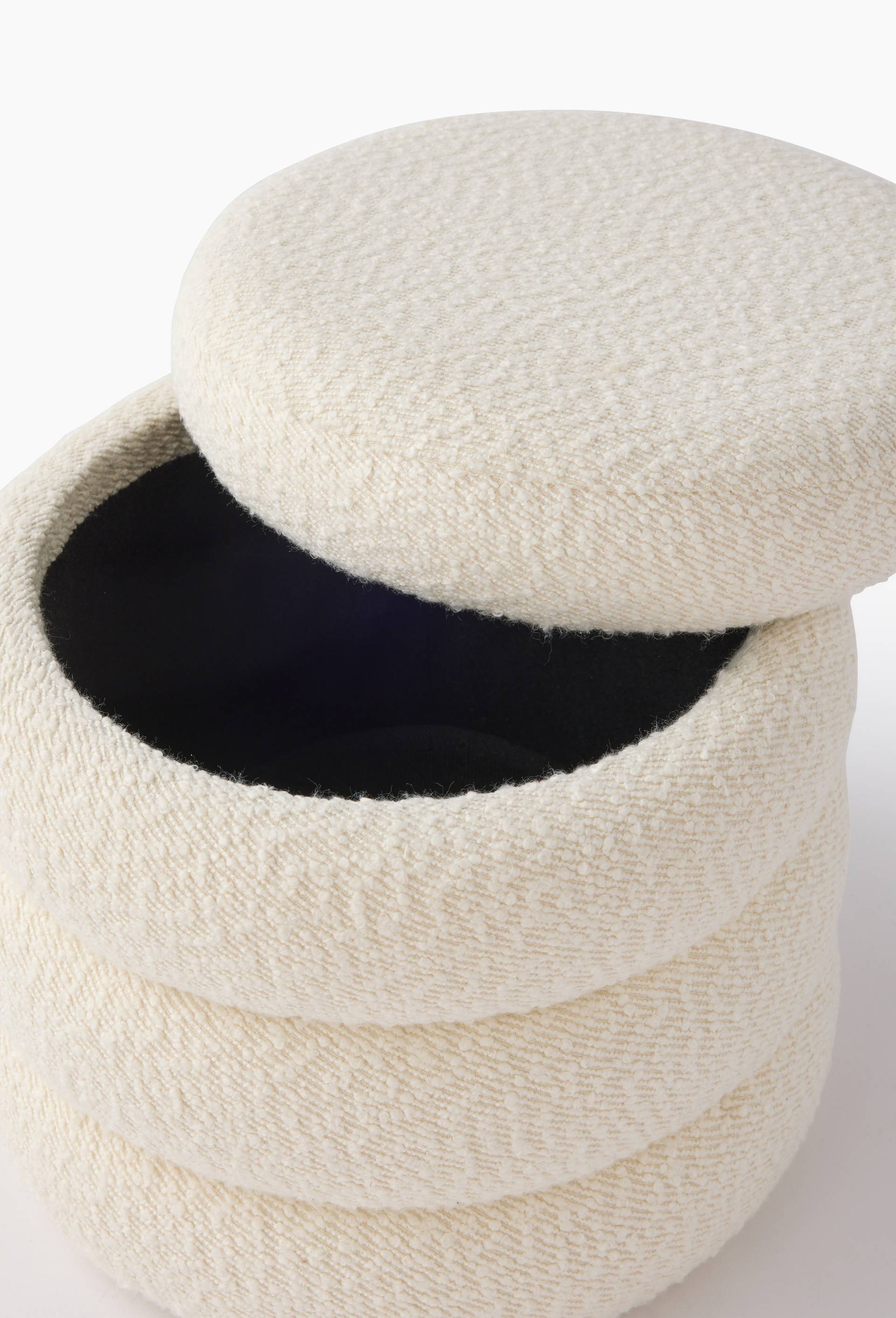 Pouf boudin coffre, D30*H25cm, en polyester, Ecru, large image number 1