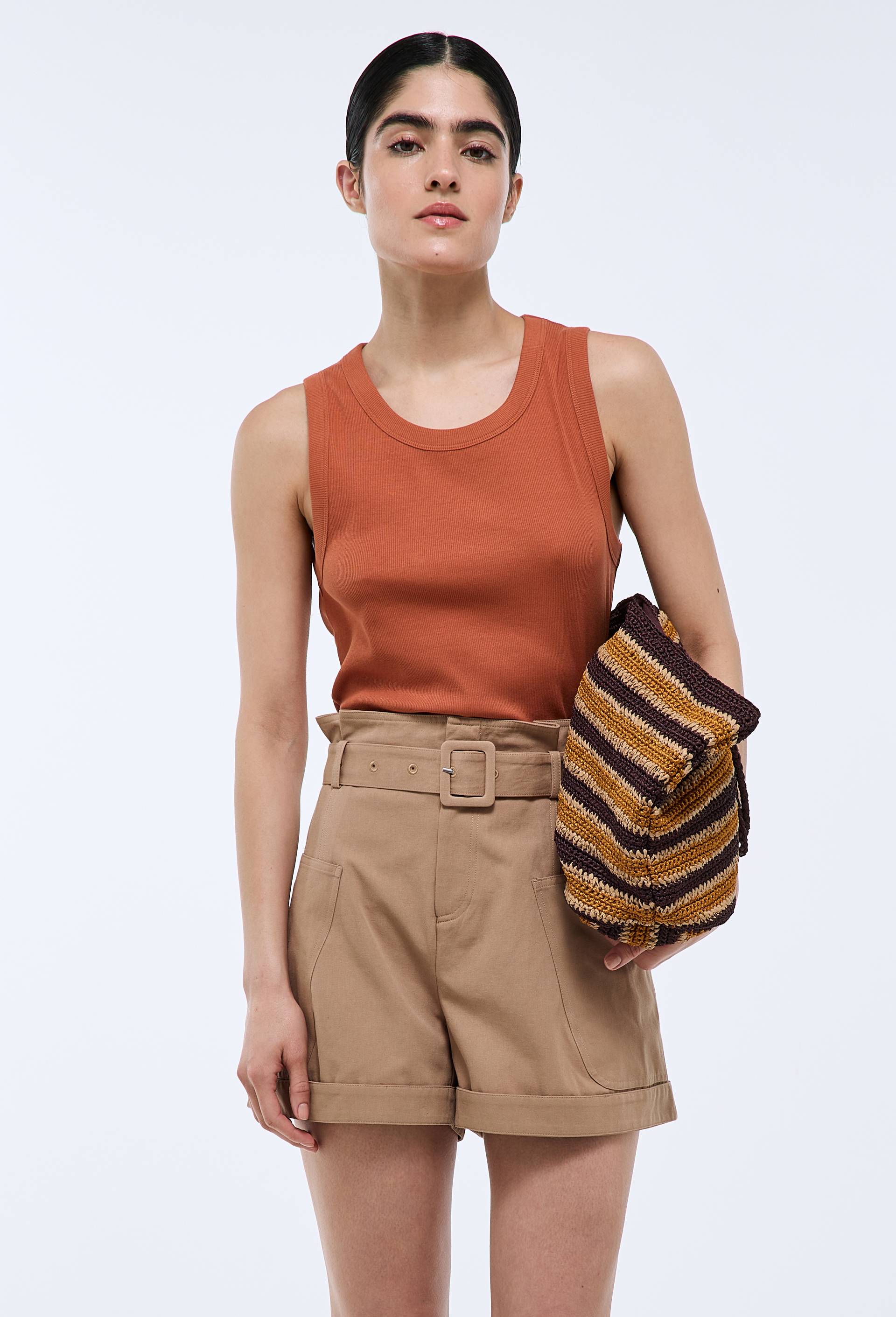 D&eacute;bardeur c&ocirc;tel&eacute; uni en coton BIO GOTS, Orange fonc&eacute;, swatch image