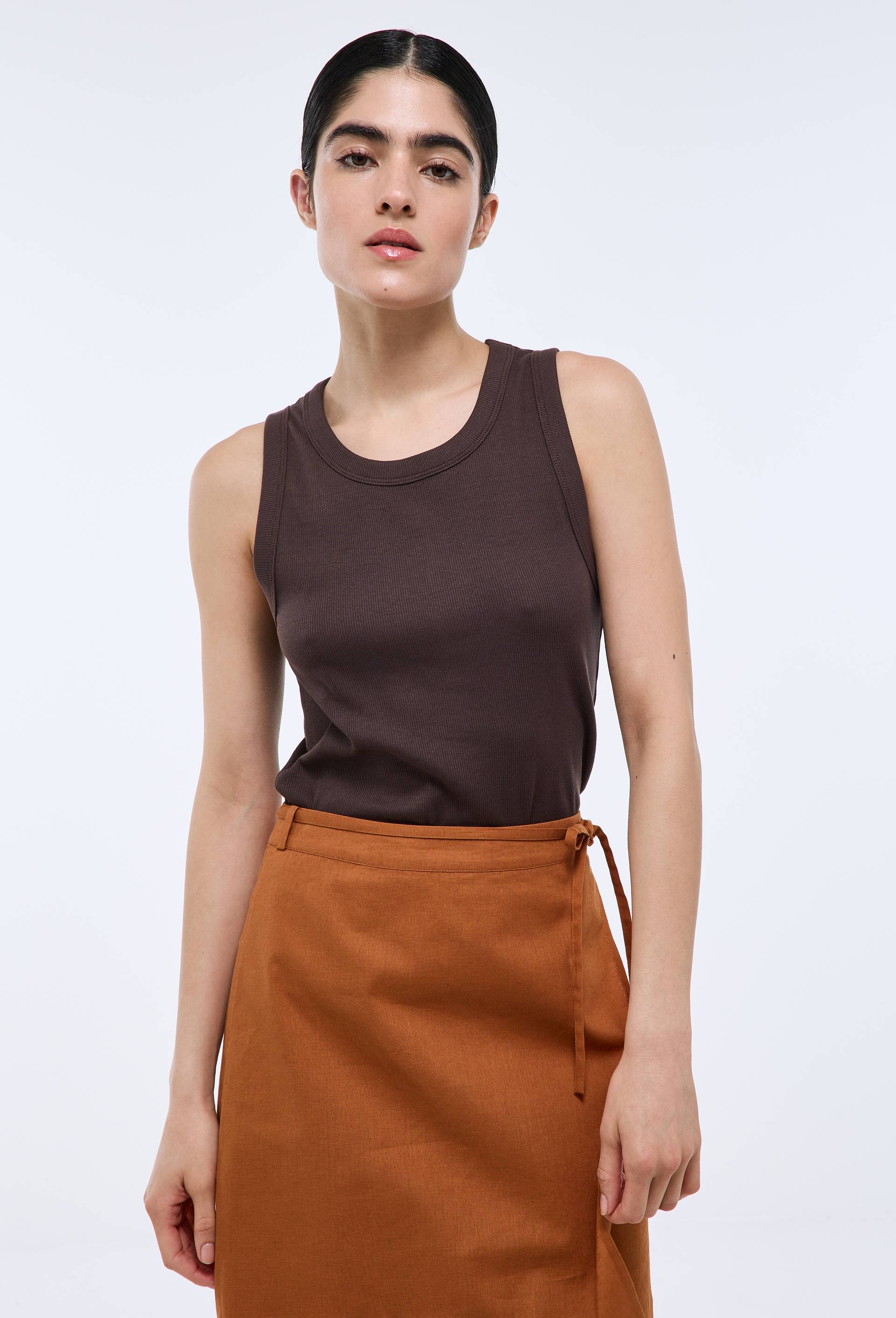D&eacute;bardeur c&ocirc;tel&eacute; uni en coton BIO GOTS, Brun fonc&eacute;, swatch image