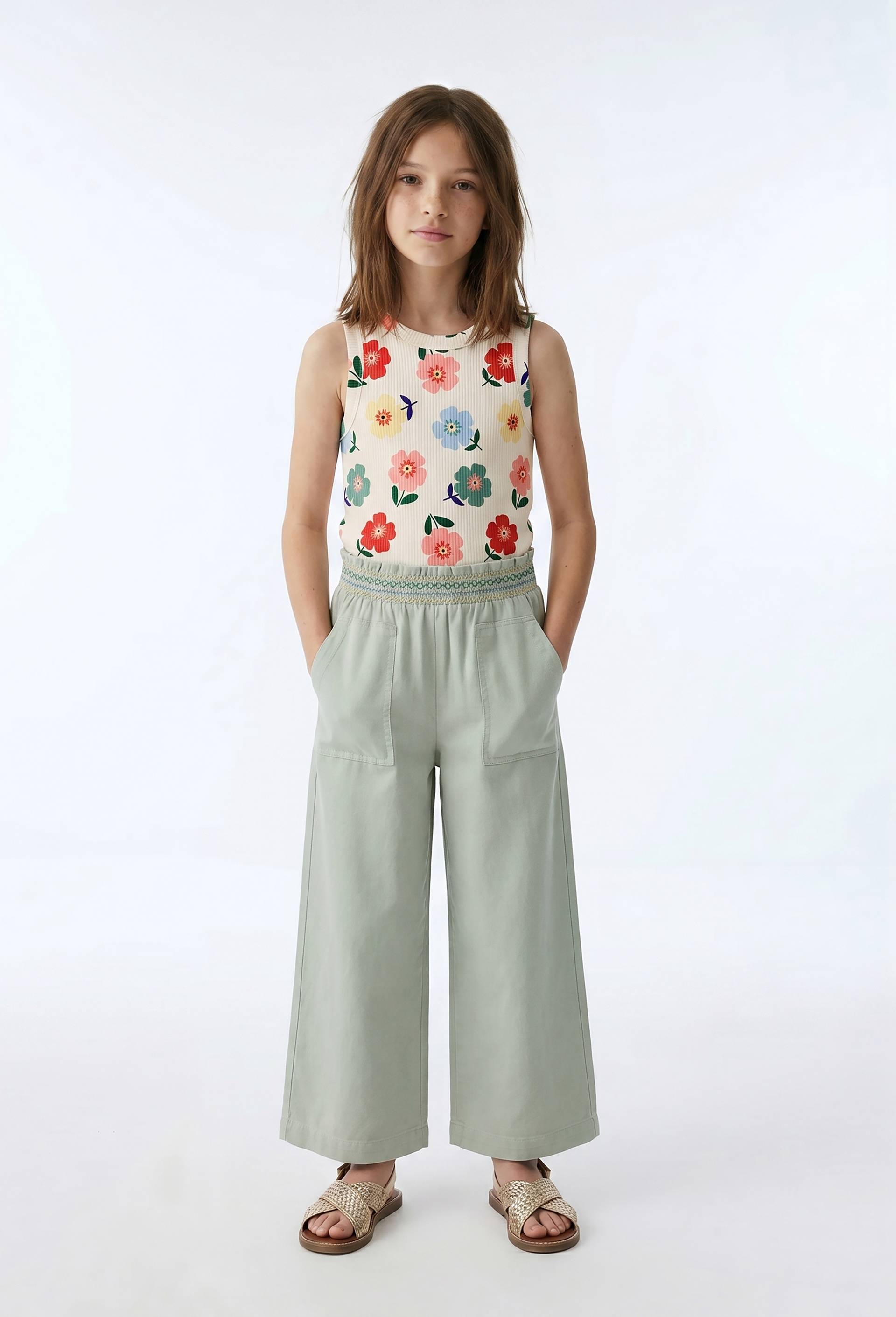 Pantalon taille &eacute;lastiqu&eacute;e, Vert clair, large image number 0