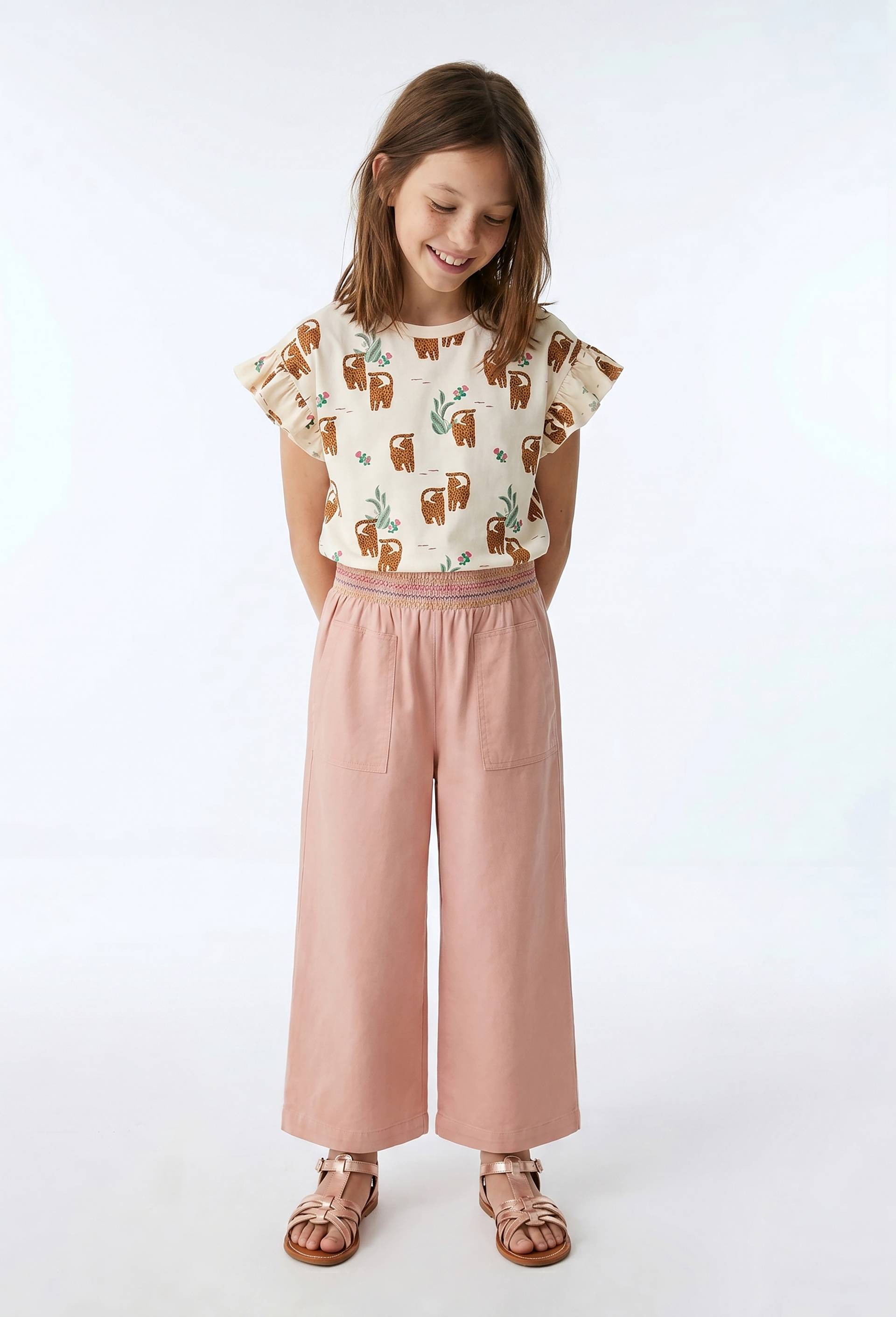 Pantalon taille &eacute;lastiqu&eacute;e, Rose, large image number 0