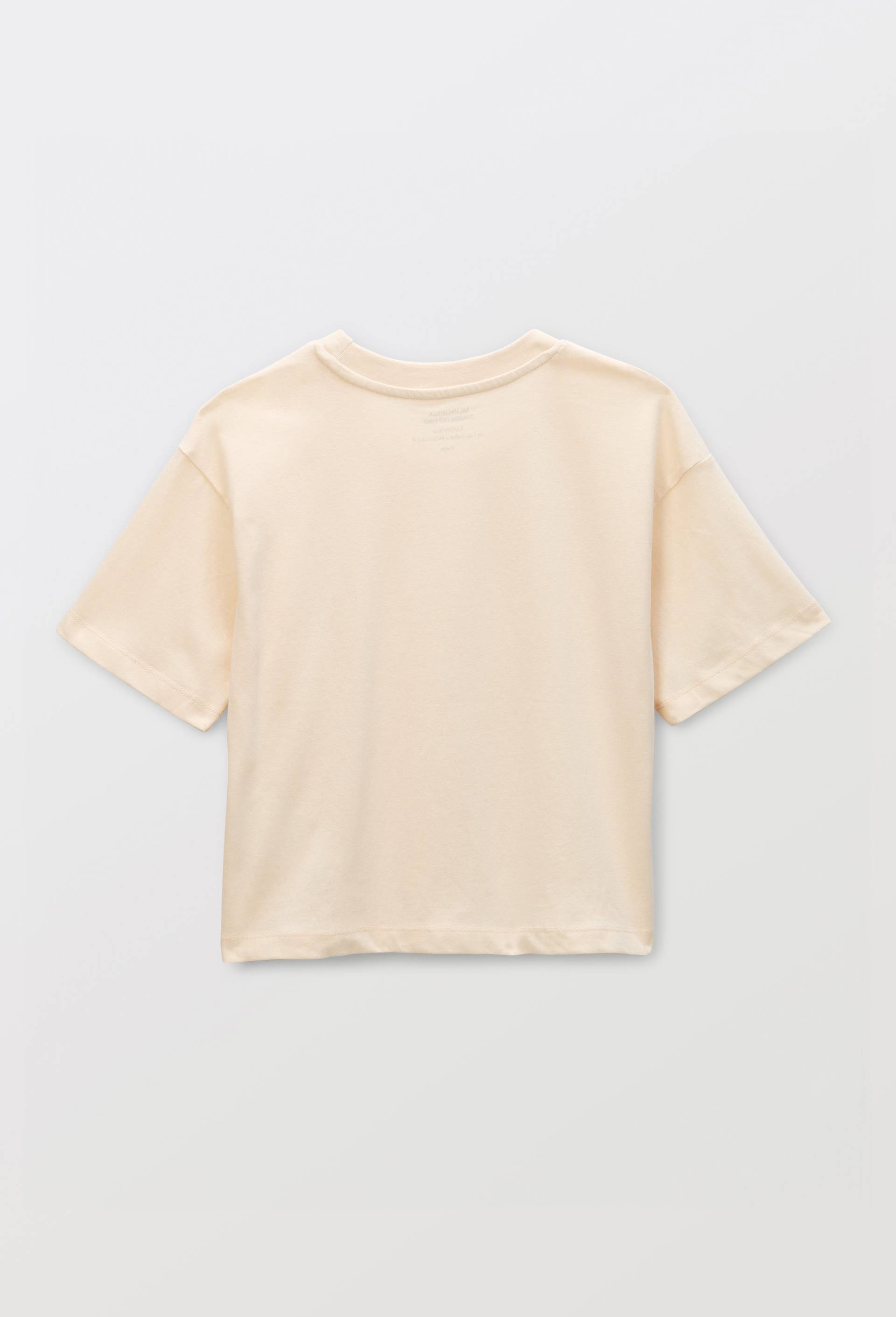 T shirt uni manches courtes en coton, Beige clair, large image number 1.0