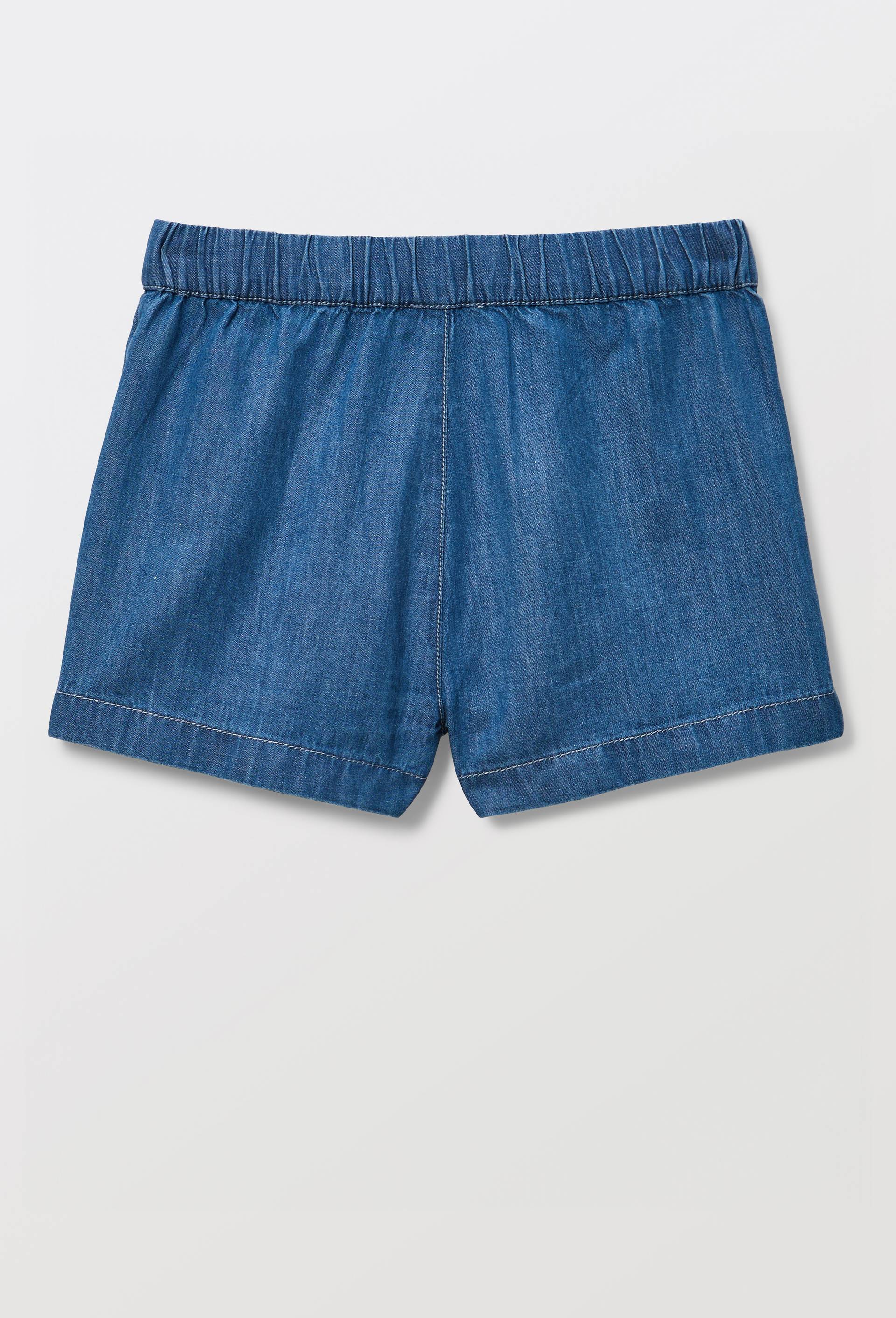 Short brod&eacute; en chambray de coton, Multicolore, large image number 2