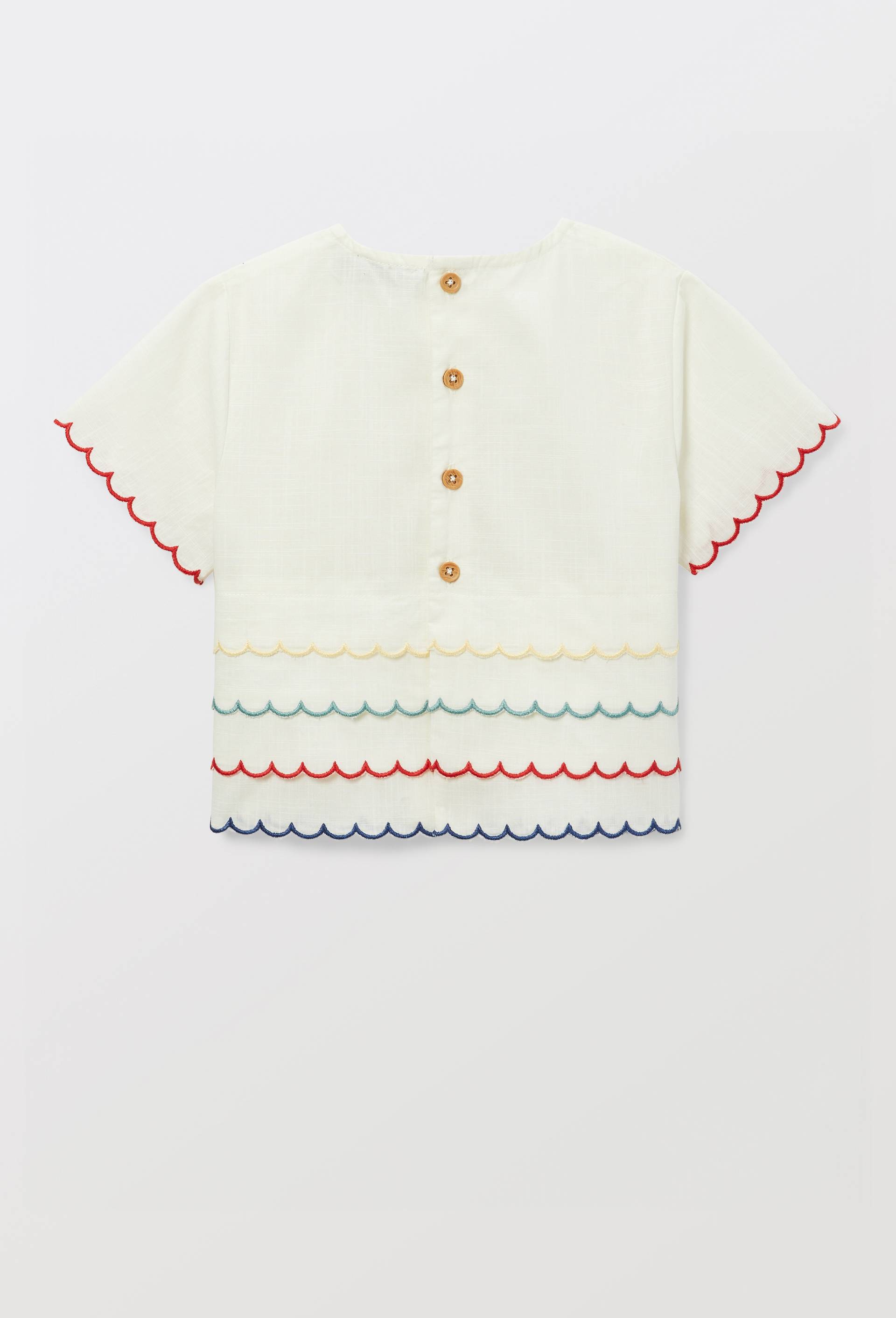Blouse manches courtes fantaisie en coton BIO GOTS, Ecru, large image number 2