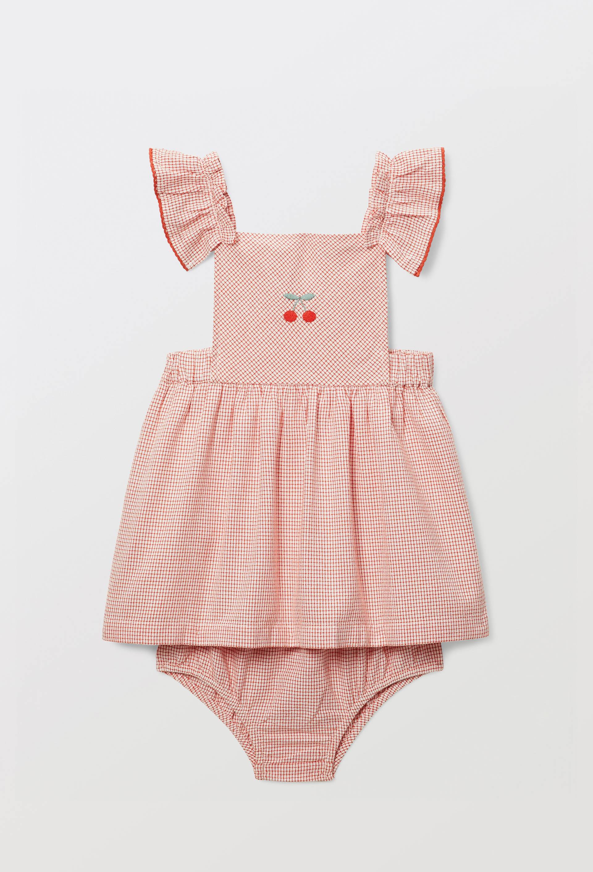 Robe avec bloomer &agrave; carreaux en coton, Orange fonc&eacute;, large image number 1.0