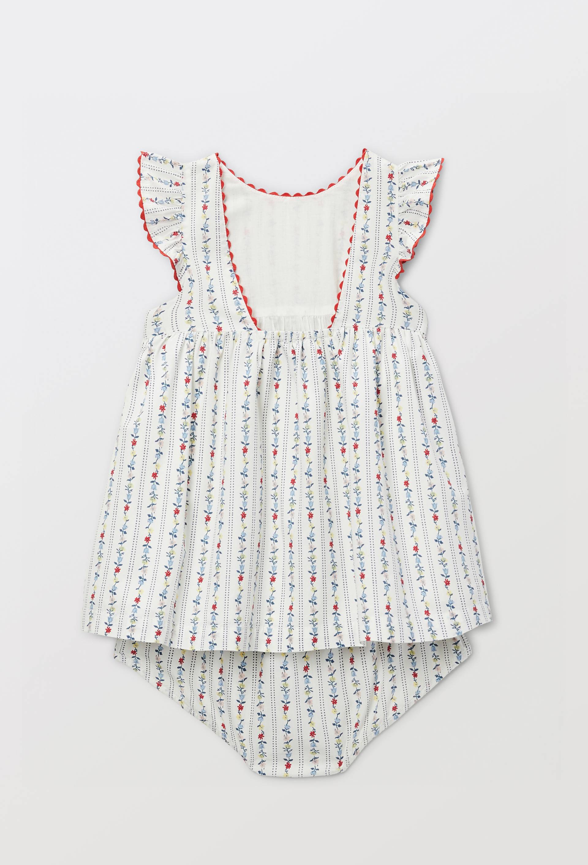 Robe avec bloomer ray&eacute;s et imprim&eacute;s en coton BIO GOTS, Ecru, large image number 1