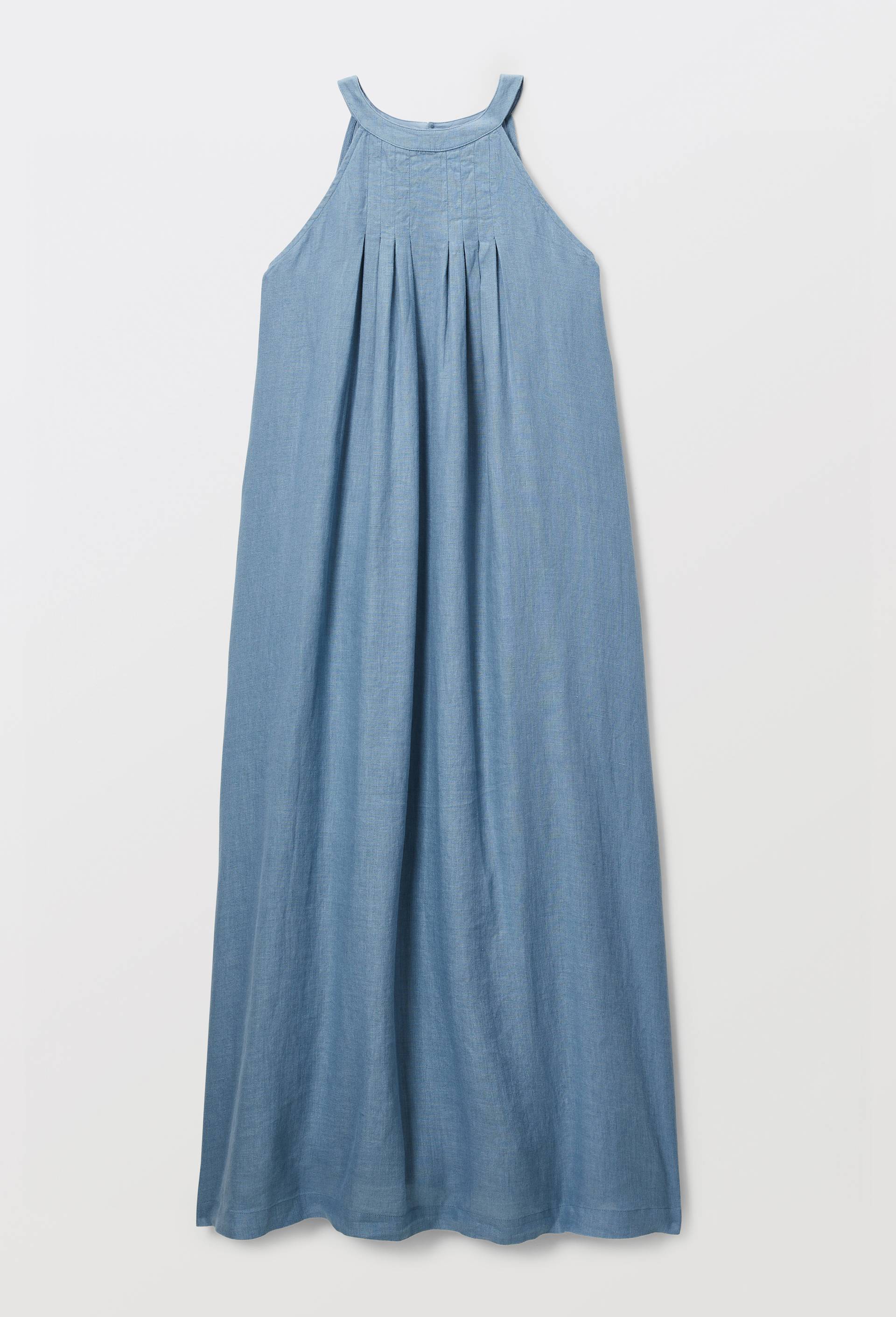 Robe longue sans manches unie en lin, Bleu, large image number 2
