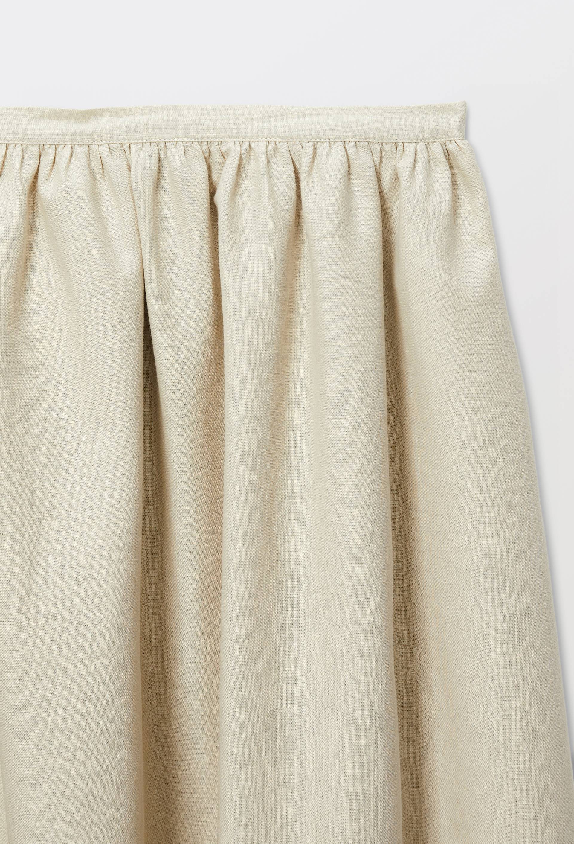 Jupe midi unie portefeuille contenant du lin, Beige, large image number 4