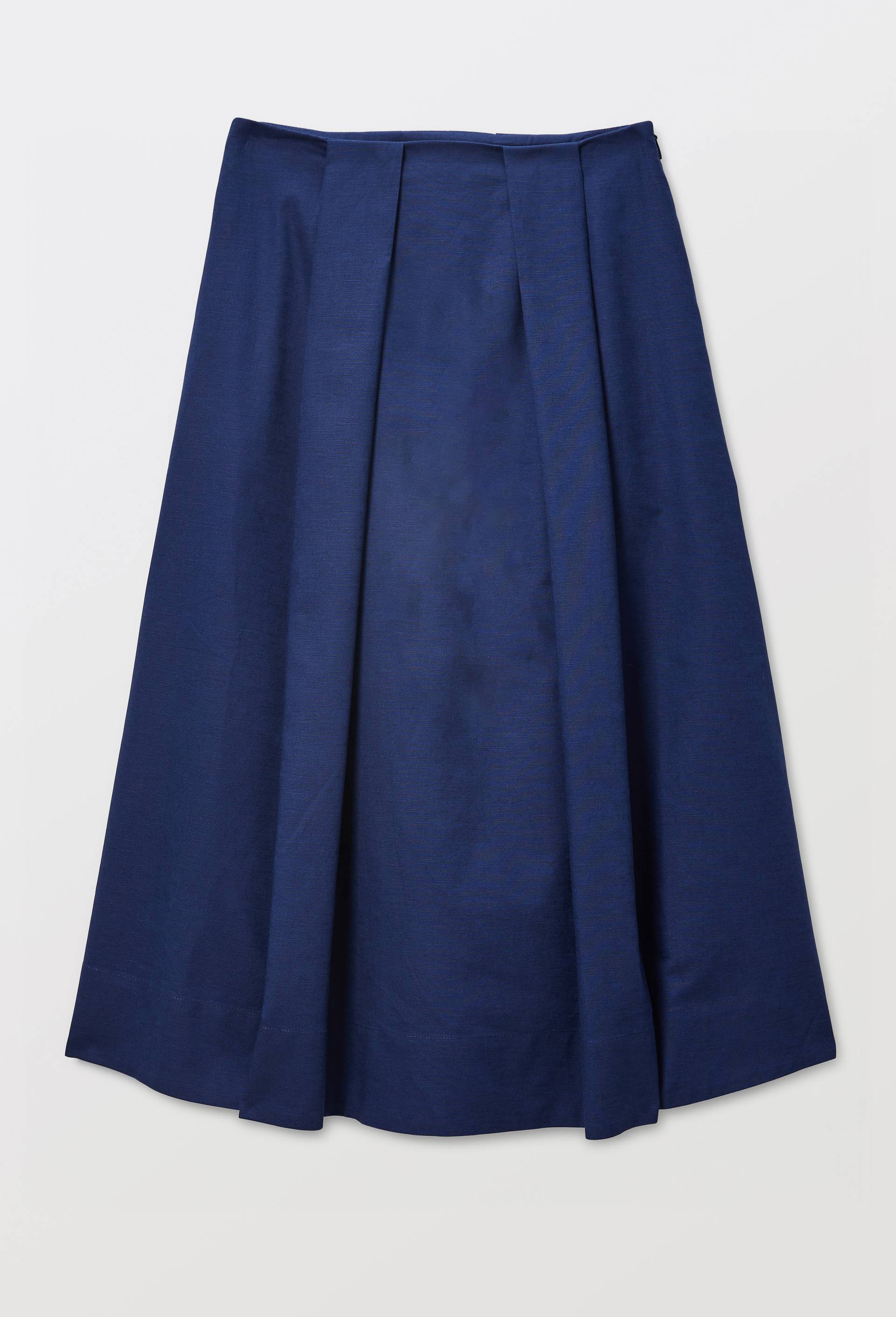 Jupe midi unie contenant du lin, Bleu fonc&eacute;, large image number 2.0