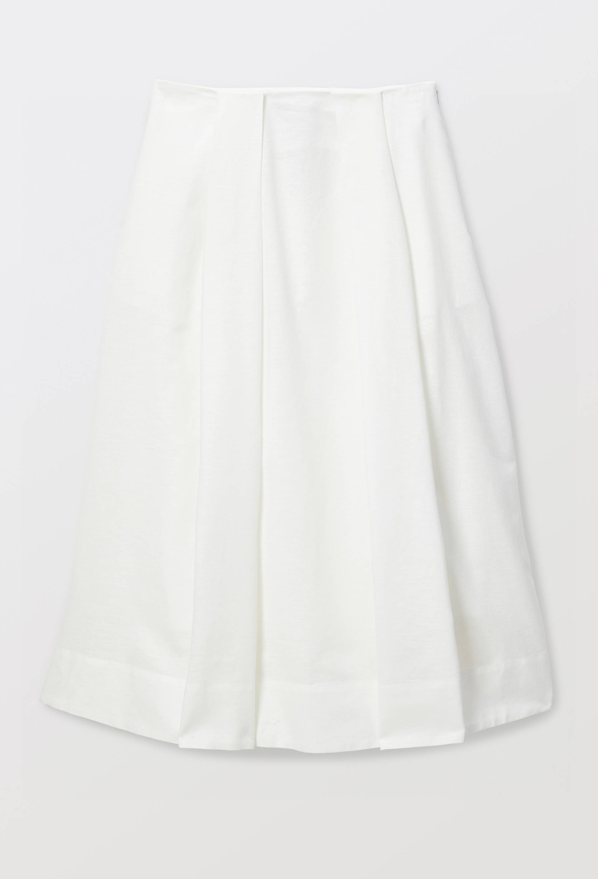 Jupe midi unie contenant du lin, Blanc, large image number 2.0