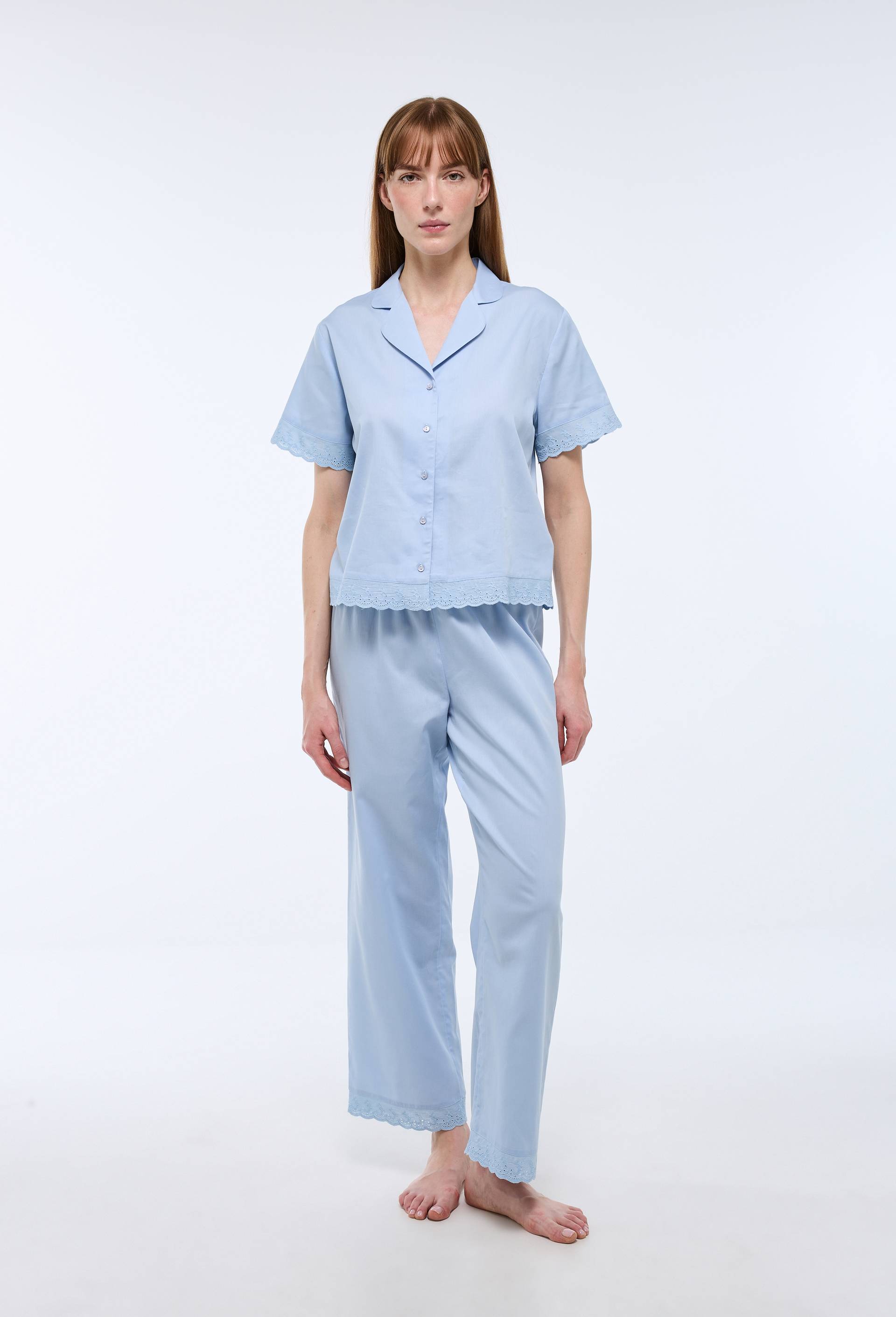 Pyjama uni en coton BIO GOTS, Bleu clair, large image number 0.0