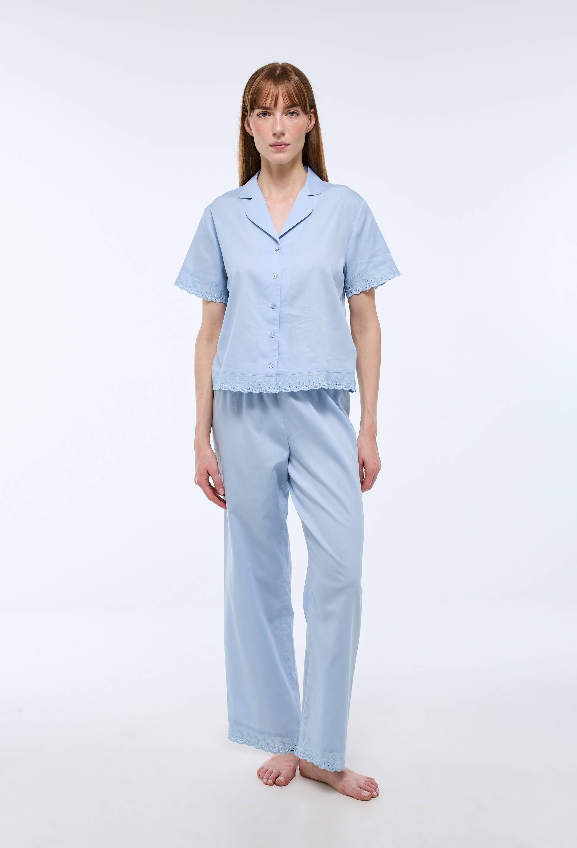 Pyjama uni en coton BIO GOTS, Bleu clair, swatch image