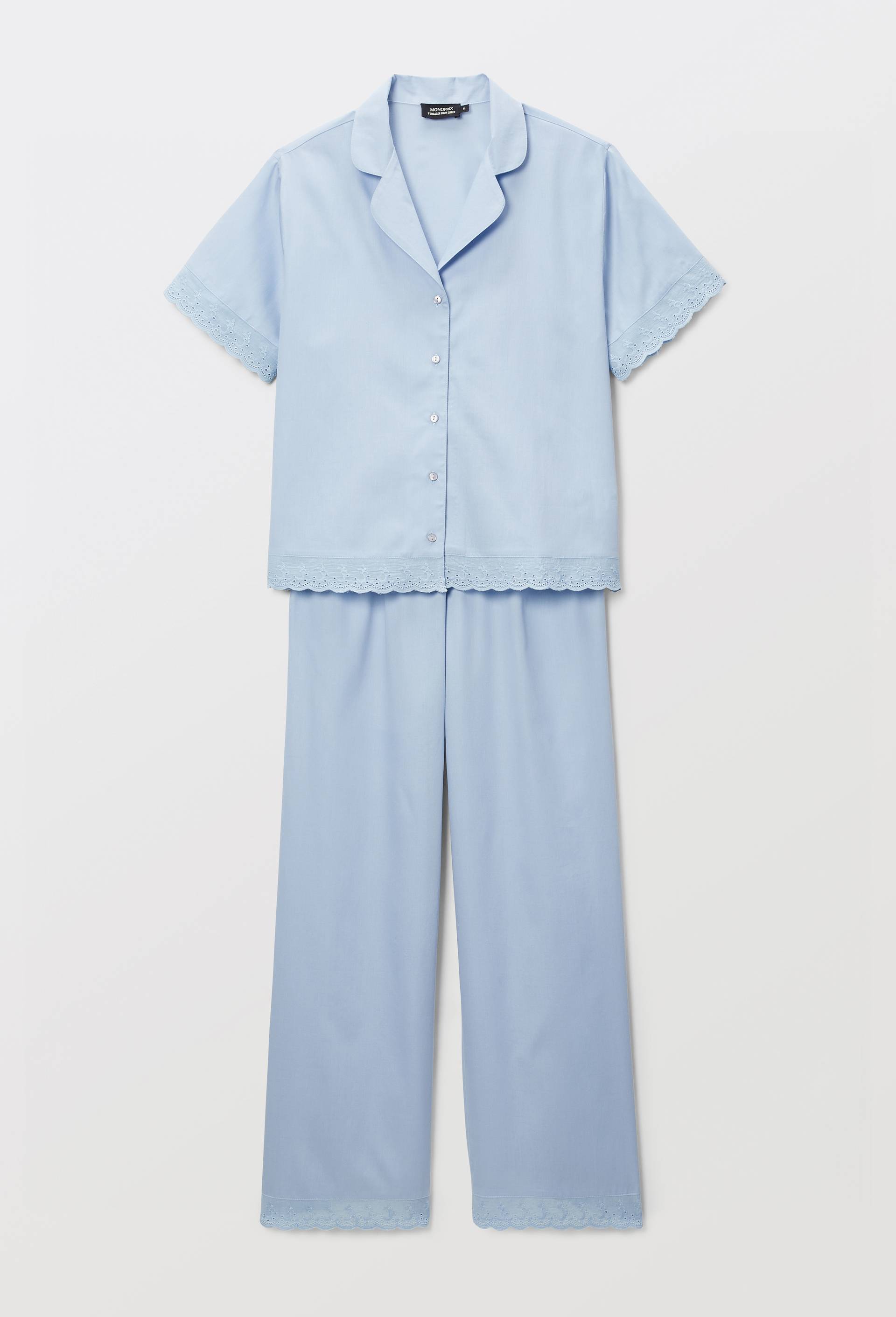 Pyjama uni en coton BIO GOTS, Bleu clair, large image number 2