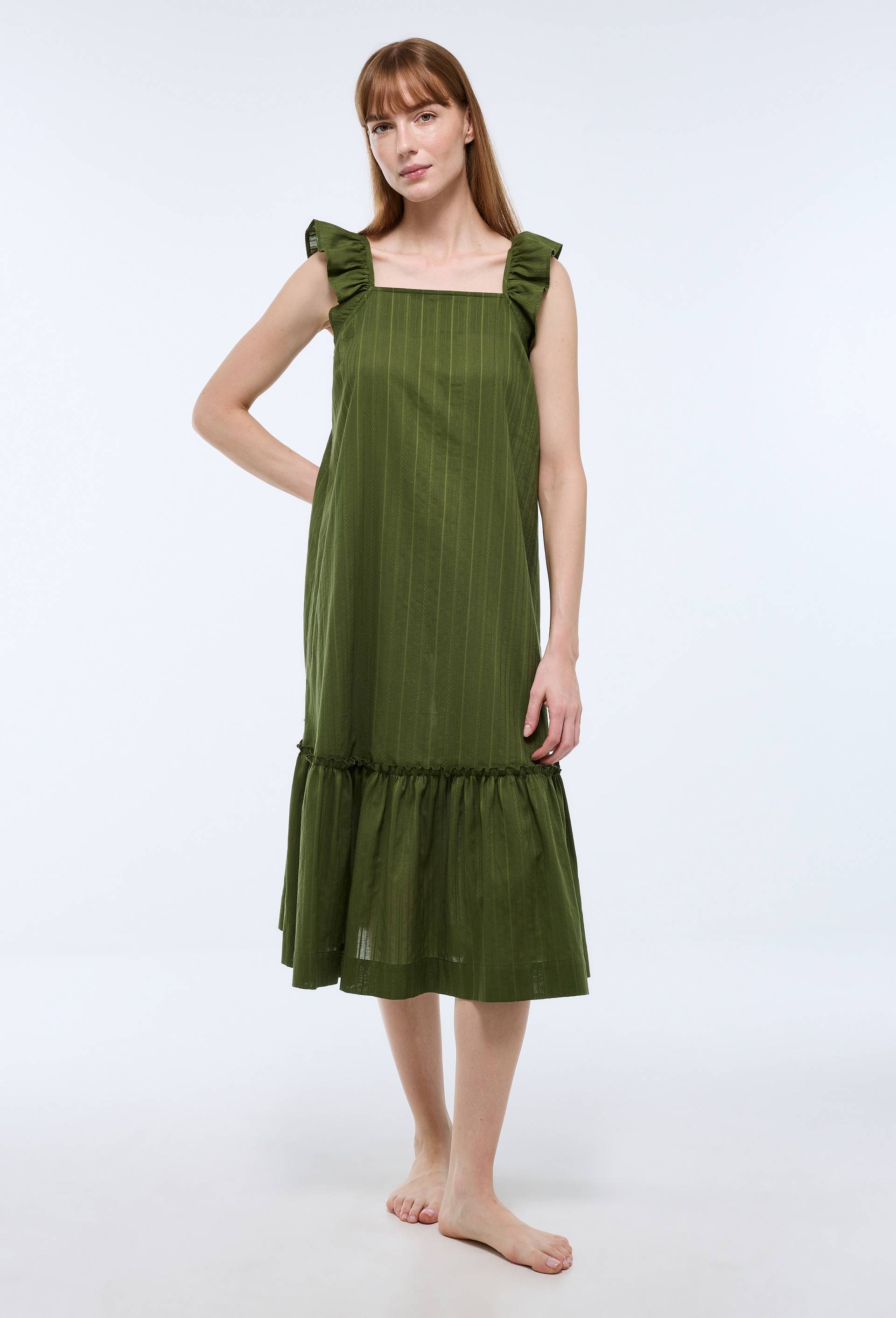 Chemise de nuit unie en coton bio GOTS, Vert fonc&eacute;, large image number 0